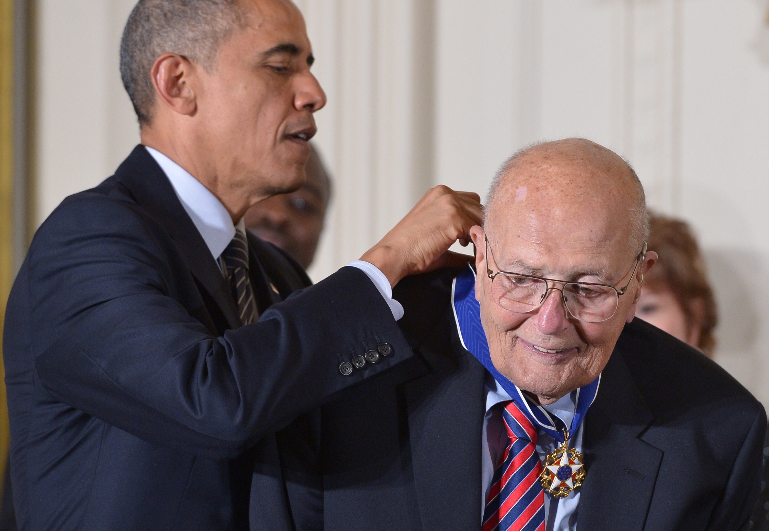 US President Barack Obama presents the Medal of Freedom to Rep. John Dingell (D-MI) during a ceremony in the East Room of the White House on November 24, 2014 in Washington, DC. (MANDEL NGAN/AFP/Getty Images)