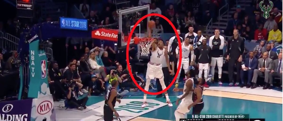 Giannis Antetokounmpo Throws Down Massive Alley Oop During All Star Game The Daily Caller