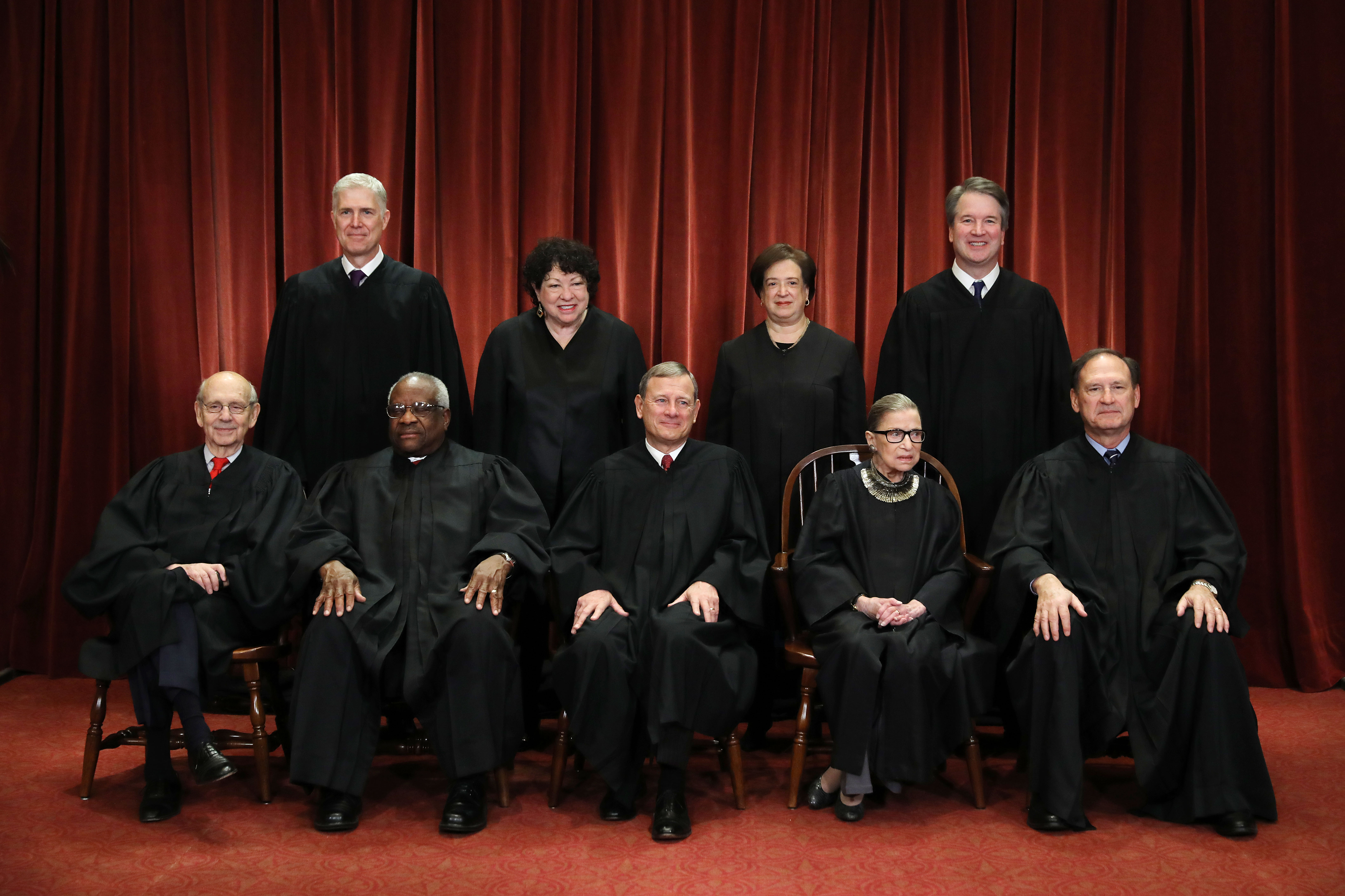 The justices of the Supreme Court pose for their official portrait on November 30, 2018. (Photo by Chip Somodevilla/Getty Images)
