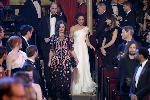 Britain's Prince William, Duke of Cambridge (L) and Britain's Catherine, Duchess of Cambridge arrive for the BAFTA British Academy Film Awards at the Royal Albert Hall in London on February 10, 2019. (Photo credit: TIM IRELAND/AFP/Getty Images)