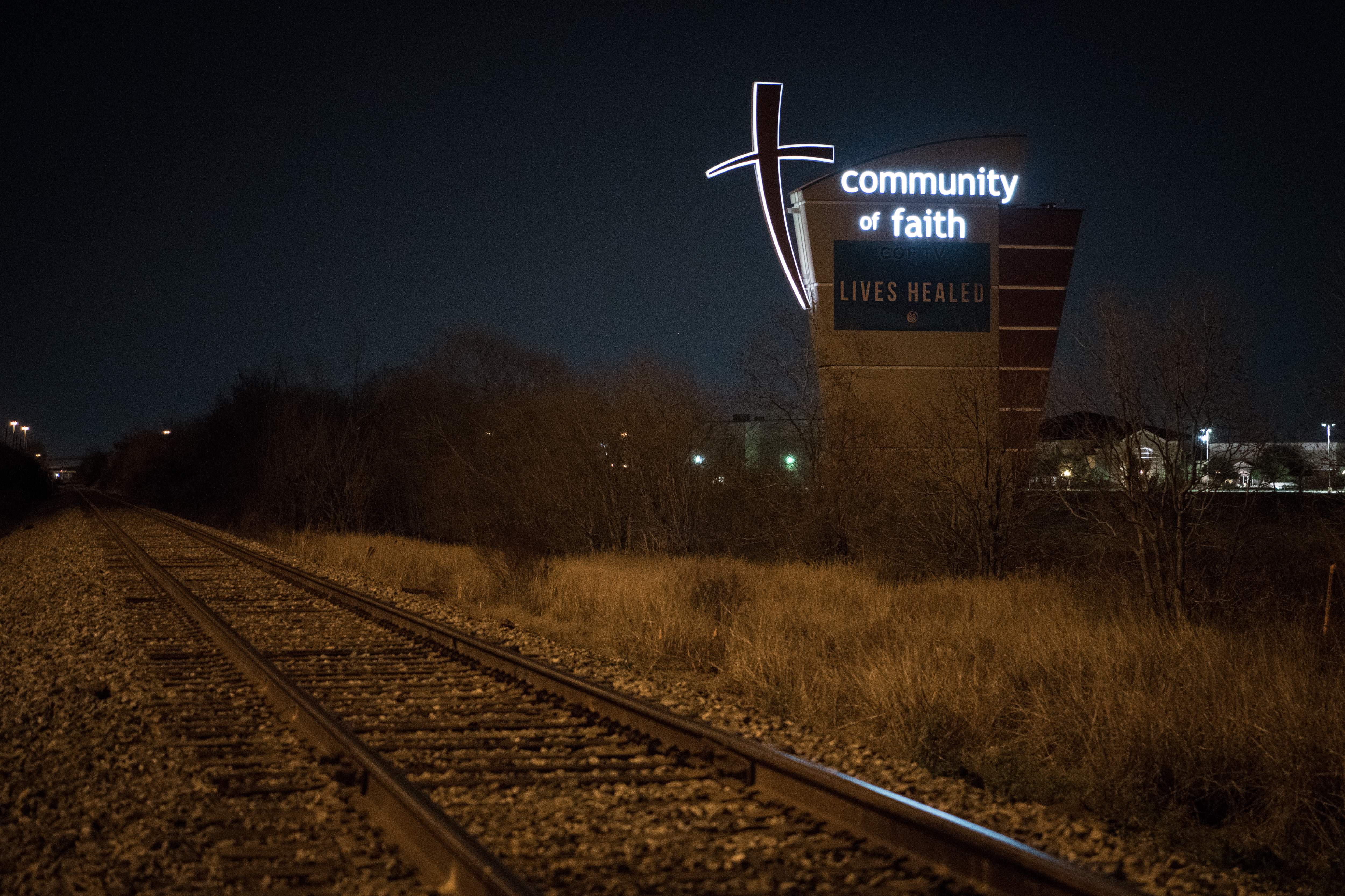 A sign at the front of the Community of Faith church is seen in Houston, Texas on February 12, 2019. - The United States' largest Protestant denomination, the Southern Baptist Convention, is facing a sexual abuse crisis after a bombshell report revealed hundreds of predators and more than 700 victims since 1998. LOREN ELLIOTT/AFP/Getty Images