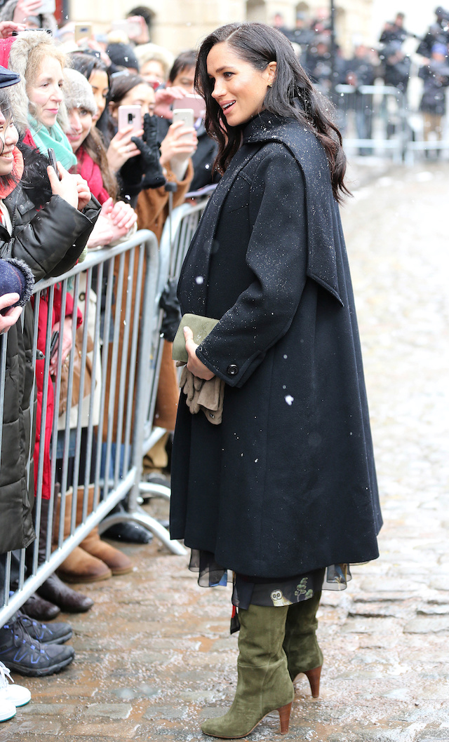 Britain's Meghan, Duchess of Sussex talks with residents as she arrives at Bristol Old Vic in Bristol, Britain, February 1, 2019. Marc Giddings/Pool via REUTERS
