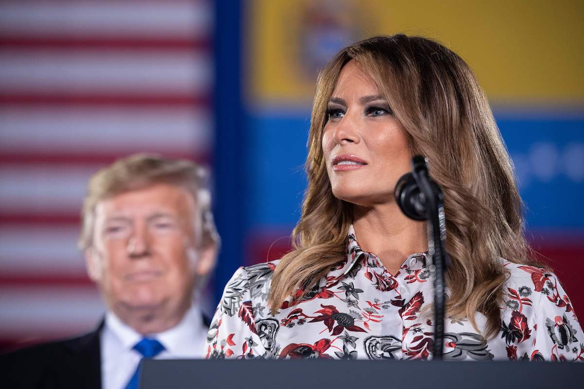 US President Donald Trump and First Lady Melania Trump deliver remarks to the Venezuelan American community at Florida International University Ocean Bank Convocation Center in Miami, FL, on February 18, 2019. (Photo credit: JIM WATSON/AFP/Getty Images)