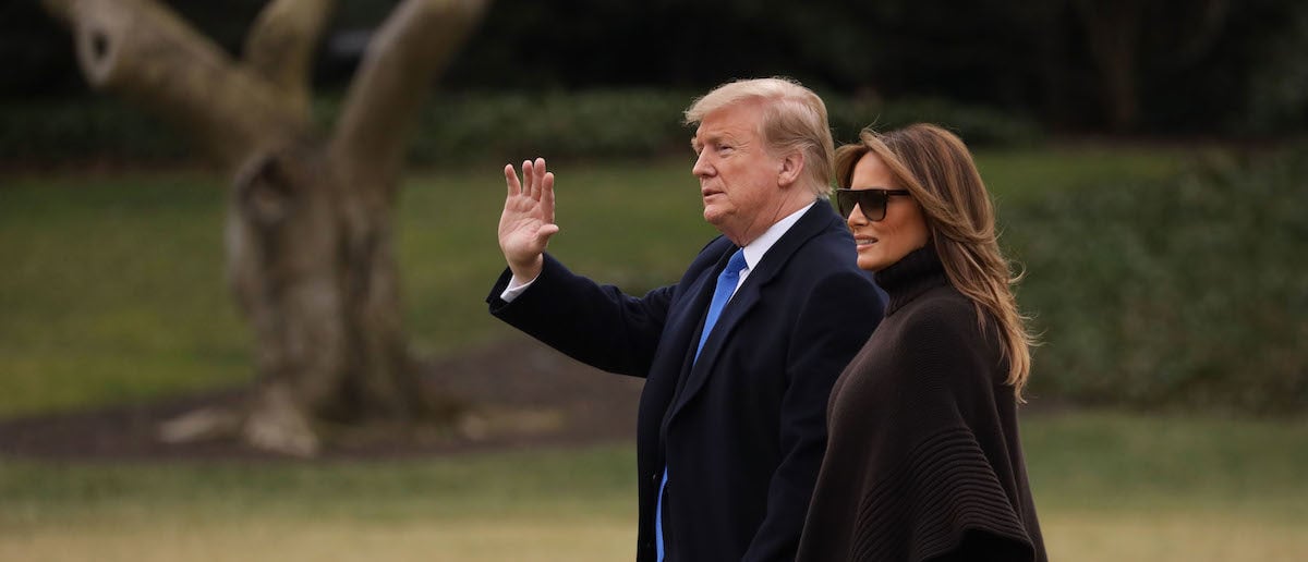 y Images)President Donald Trump and first lady Melania Trump walk towards the Marine One on the South Lawn of the White House prior to their departure on February 15, 2019 in Washington, DC. (Photo by Alex Wong/Gett