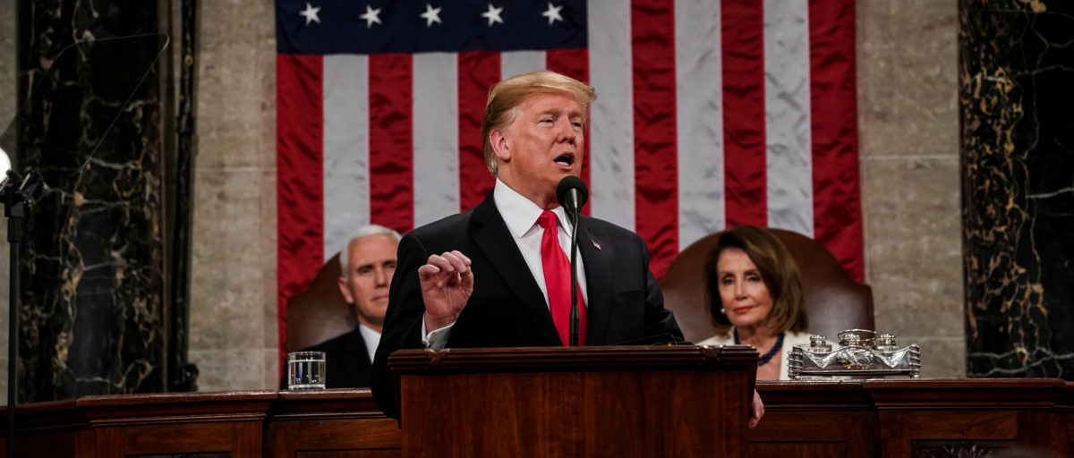 FEBRUARY 5, 2019 - WASHINGTON, DC: President Donald Trump delivered the State of the Union address, with Vice President Mike Pence and Speaker of the House Nancy Pelosi, at the Capitol in Washington, DC on February 5, 2019. Doug Mills/Pool via REUTERS