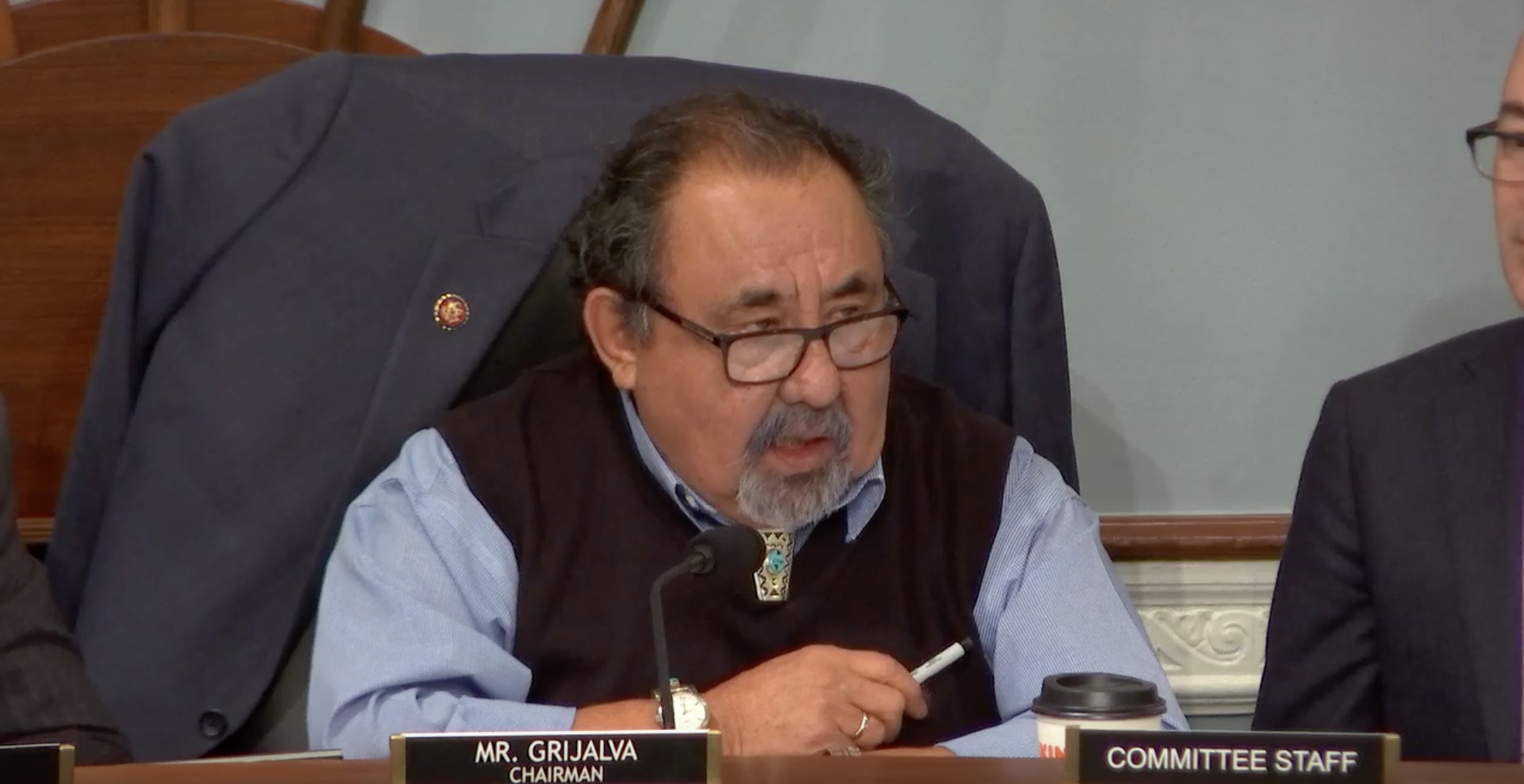 Democrat Rep. Raul Grijalva at a Natural Resources Committee Hearing on climate change on Feb. 6, 2019. (YouTube/Screenshot/Climate Change: The Impacts and the Need to Act)