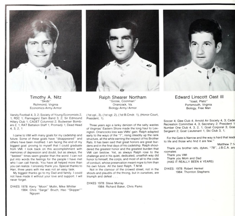 Ralph Northam's VMI Yearbook (Screenshot, VMI)