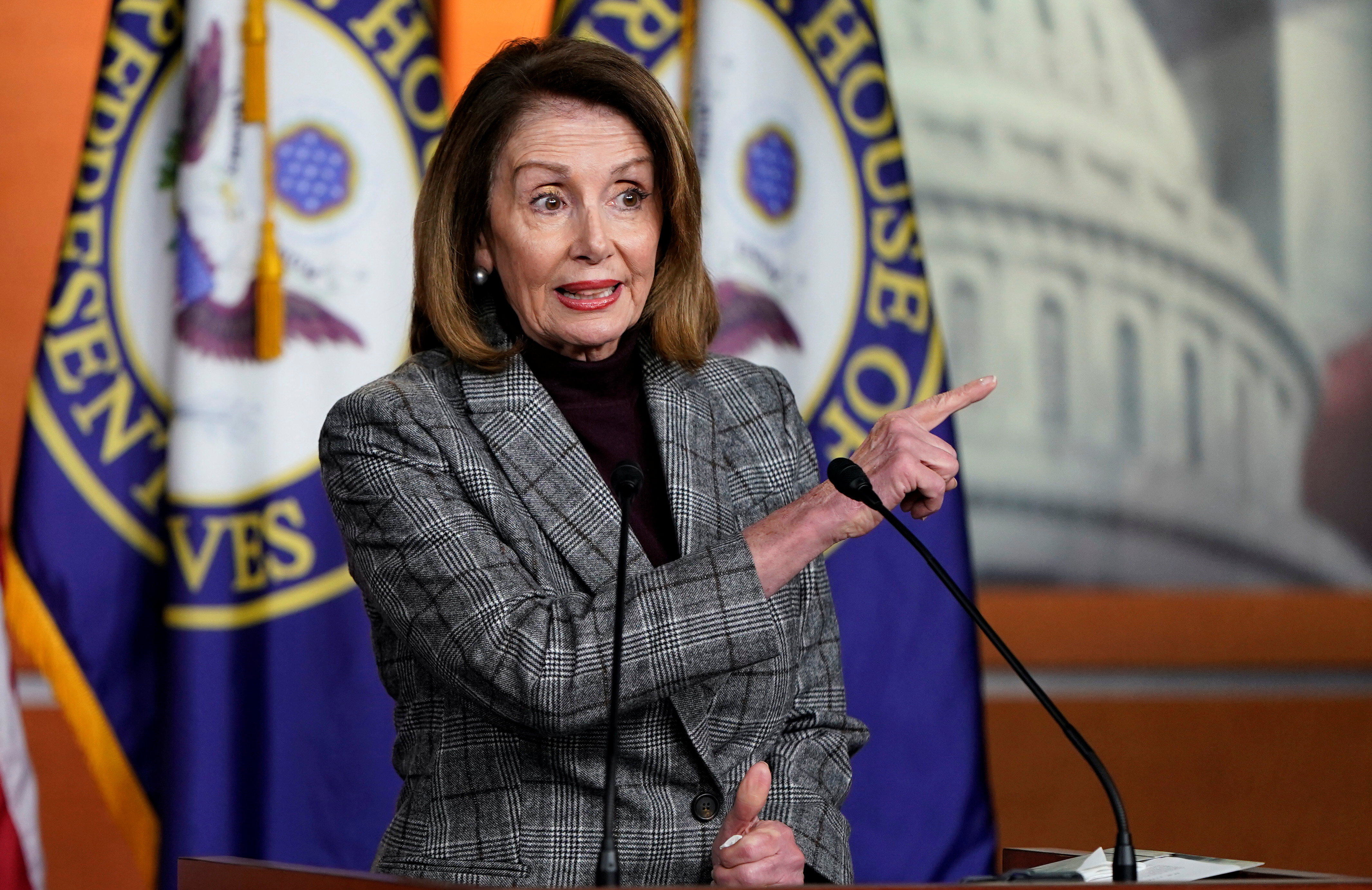 Speaker of the House Nancy Pelosi (D-CA) speaks to the media on Capitol Hill in Washington, U.S., February 28, 2019. REUTERS/Joshua Roberts