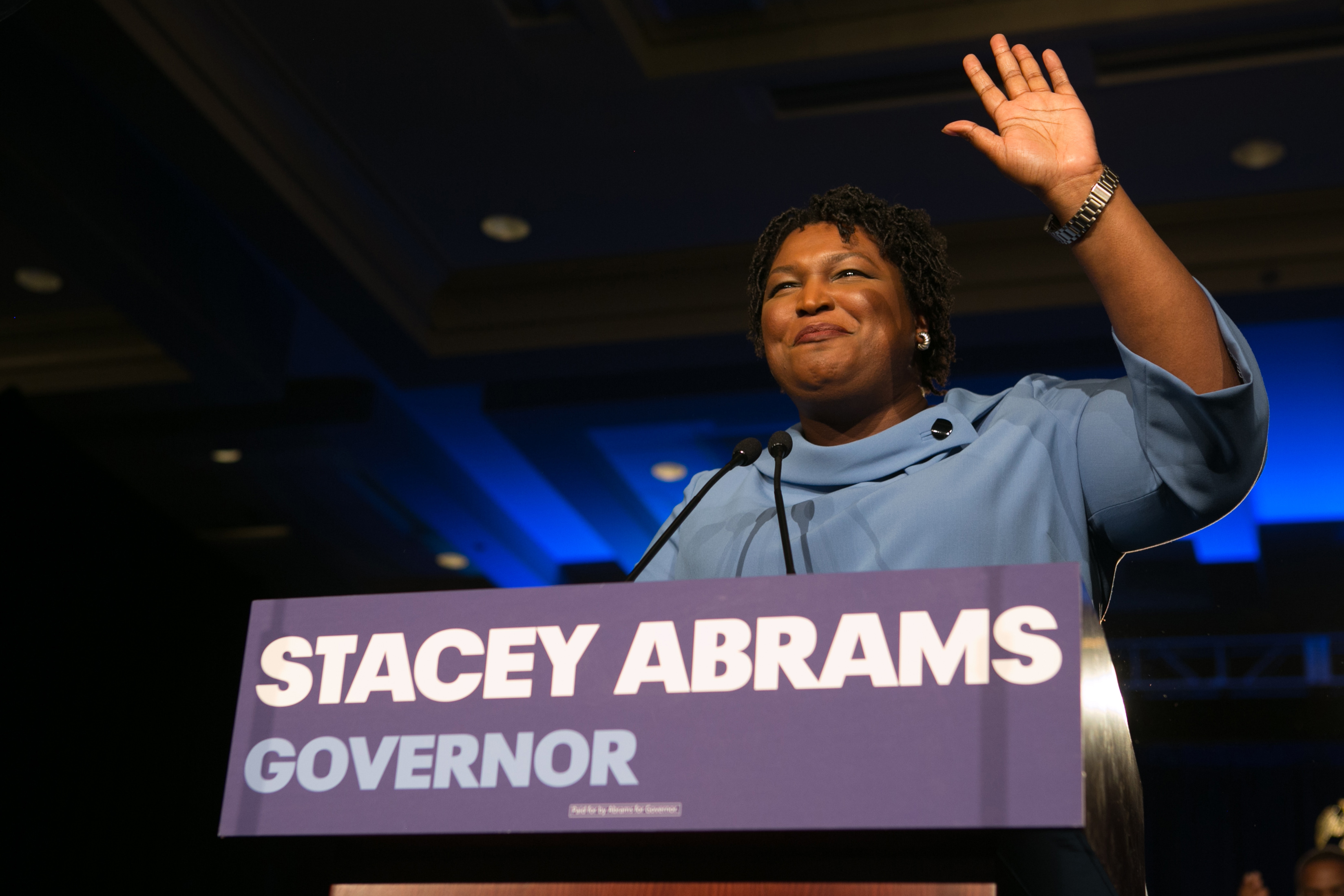 Democratic Gubernatorial candidate Stacey Abrams addresses supporters at an election watch party on November 6, 2018 in Atlanta, Georgia. (Photo by Jessica McGowan/Getty Images)