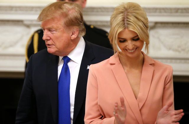 U.S. President Donald Trump walks past his daughter and White House senior advisor Ivanka Trump to participate in an American Workforce Policy Advisory Board meeting in the White House State Dining Room in Washington, U.S., March 6, 2019. REUTERS/Leah Millis