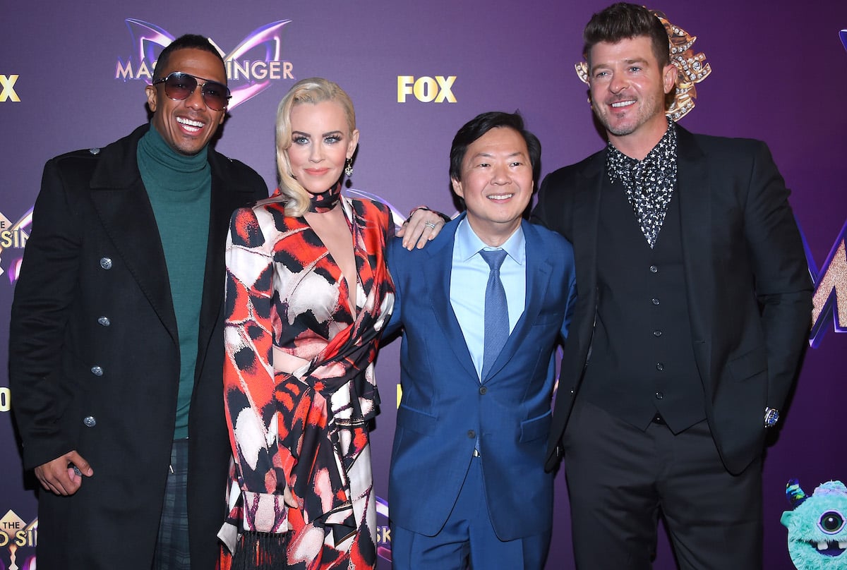 Nick Cannon, Jenny McCarthy, Ken Jeong and Robin Thicke attend the FOX's "The Masked Singer" Premiere in Los Angeles, California, on December 13, 2018. (Photo credit:LISA O'CONNOR/AFP/Getty Images)