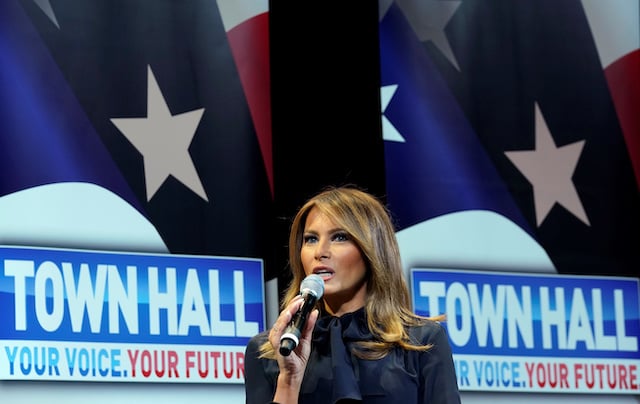 U.S. first lady Melania Trump takes part in a town hall on opioid abuse while on a three-state tour promoting her "Be Best" initiative in Las Vegas, Nevada, U.S., March 5, 2019. REUTERS/Kevin Lamarque