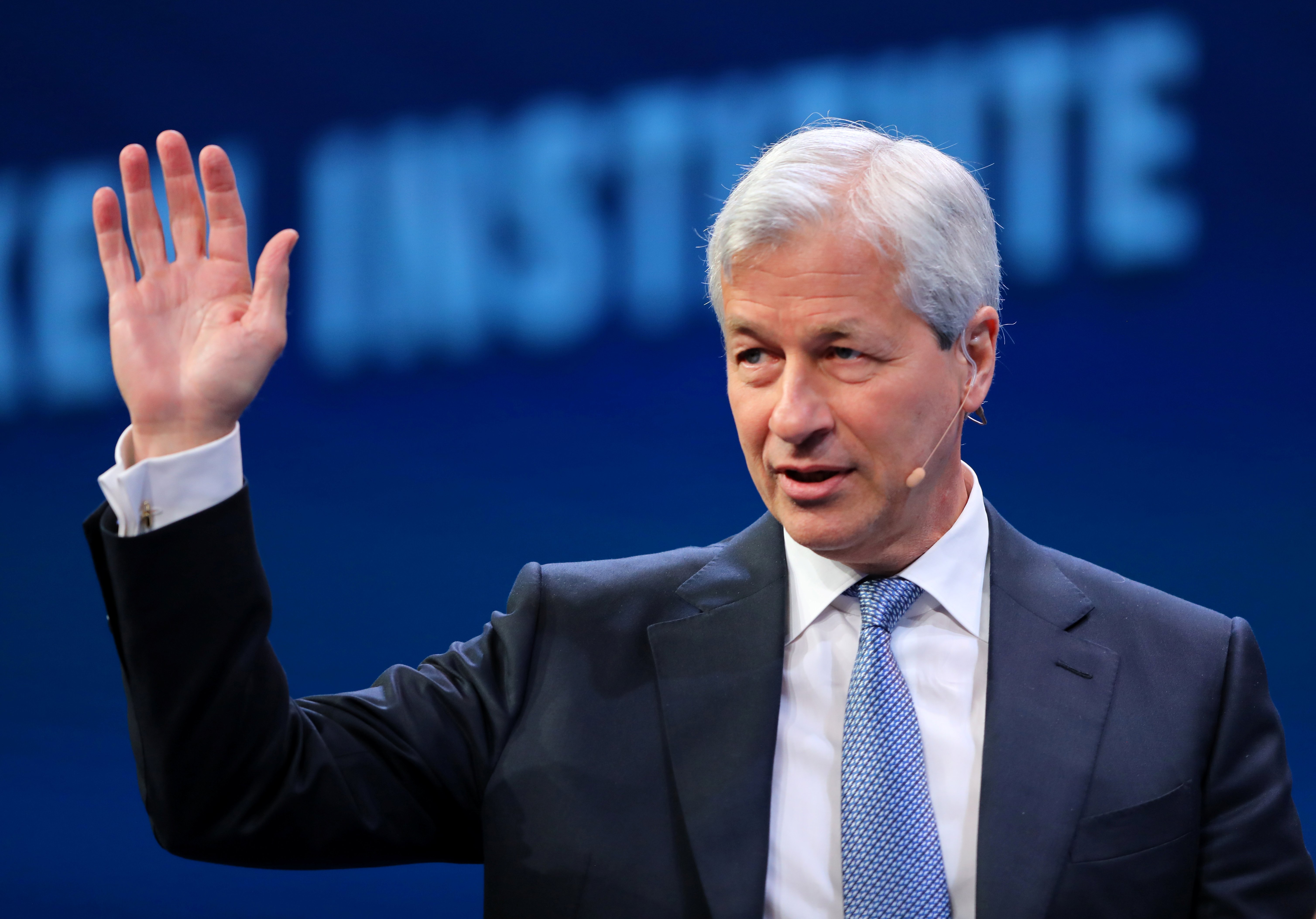 Jamie Dimon, Chairman and CEO of JPMorgan Chase & Co. speaks during the Milken Institute Global Conference in Beverly Hills, California