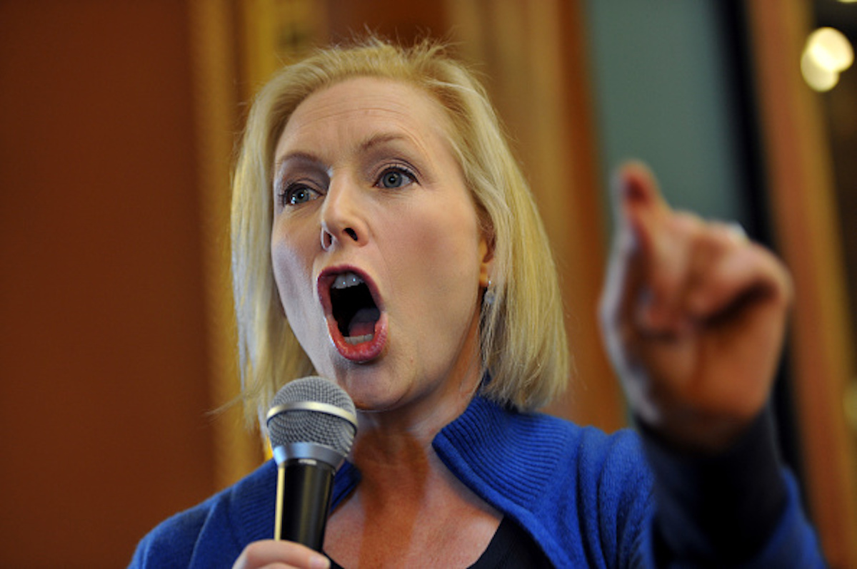 U.S. Sen. Kirsten Gillibrand (D-NY) speaks to a large crowd at the state capitol for the third annual Women's March on January 19, 2019 in Des Moines, Iowa