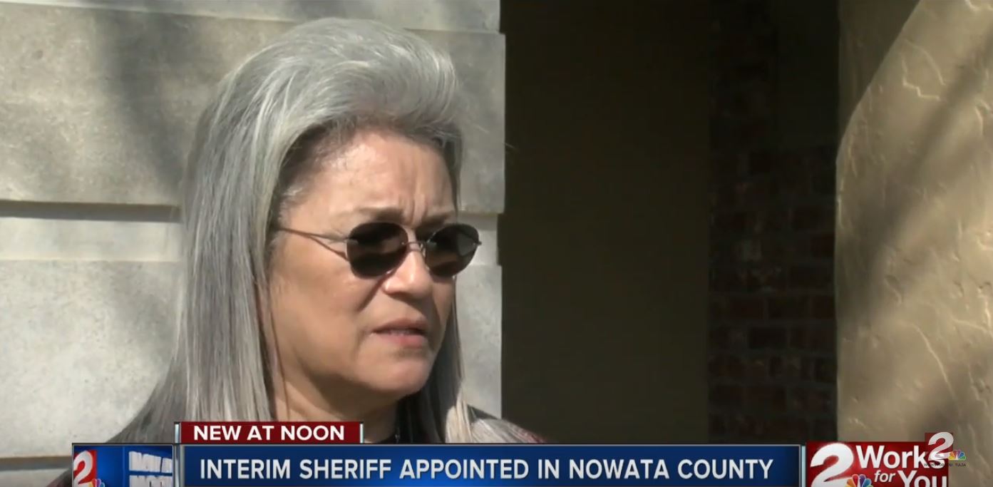 Mirta Hallett was appointed interim sheriff of Nowata County in Oklahoma on Feb. 20, 2019. YouTube screenshot/KJRH-TV