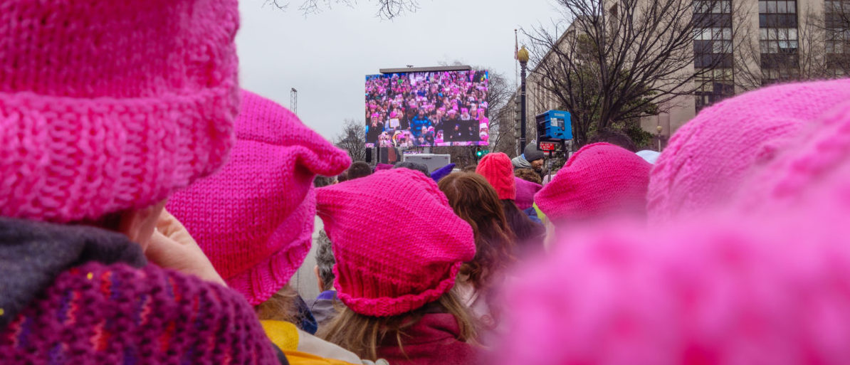 Washington DC, USA January 21, 2017. Protesters wearing pink hats in crowd at the Women's March in Washington DC. - Heidi Besen / Shutterstock.com