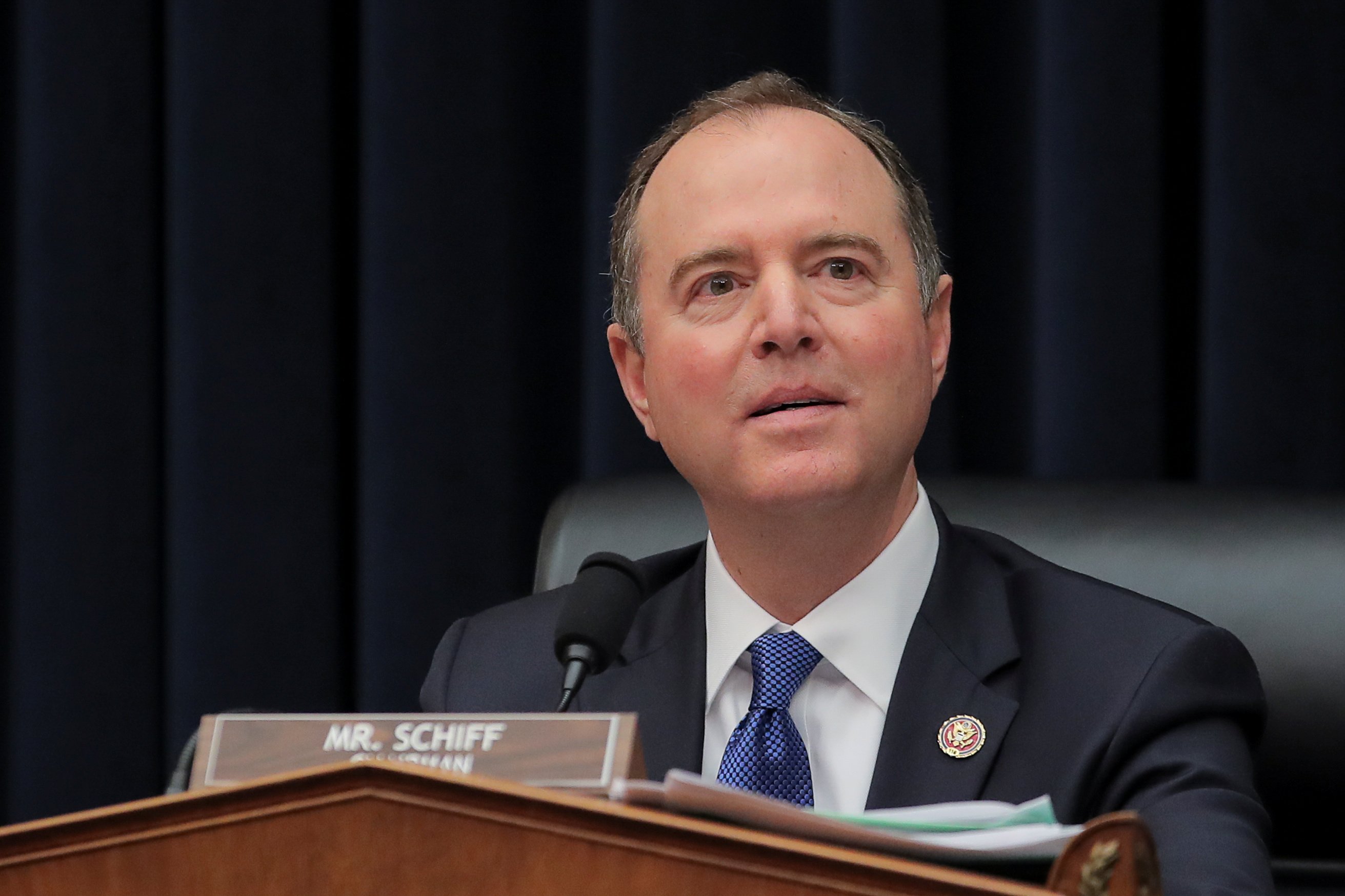 House Intelligence Committee Chairman Adam Schiff (D-CA) chairs a House Intelligence Committee hearing titled "Putin's Playbook: The Kremlin's Use of Oligarchs, Money and Intelligence in 2016 and Beyond" on Capitol Hill in Washington, U.S., March 28, 2019. REUTERS/Brendan McDermid
