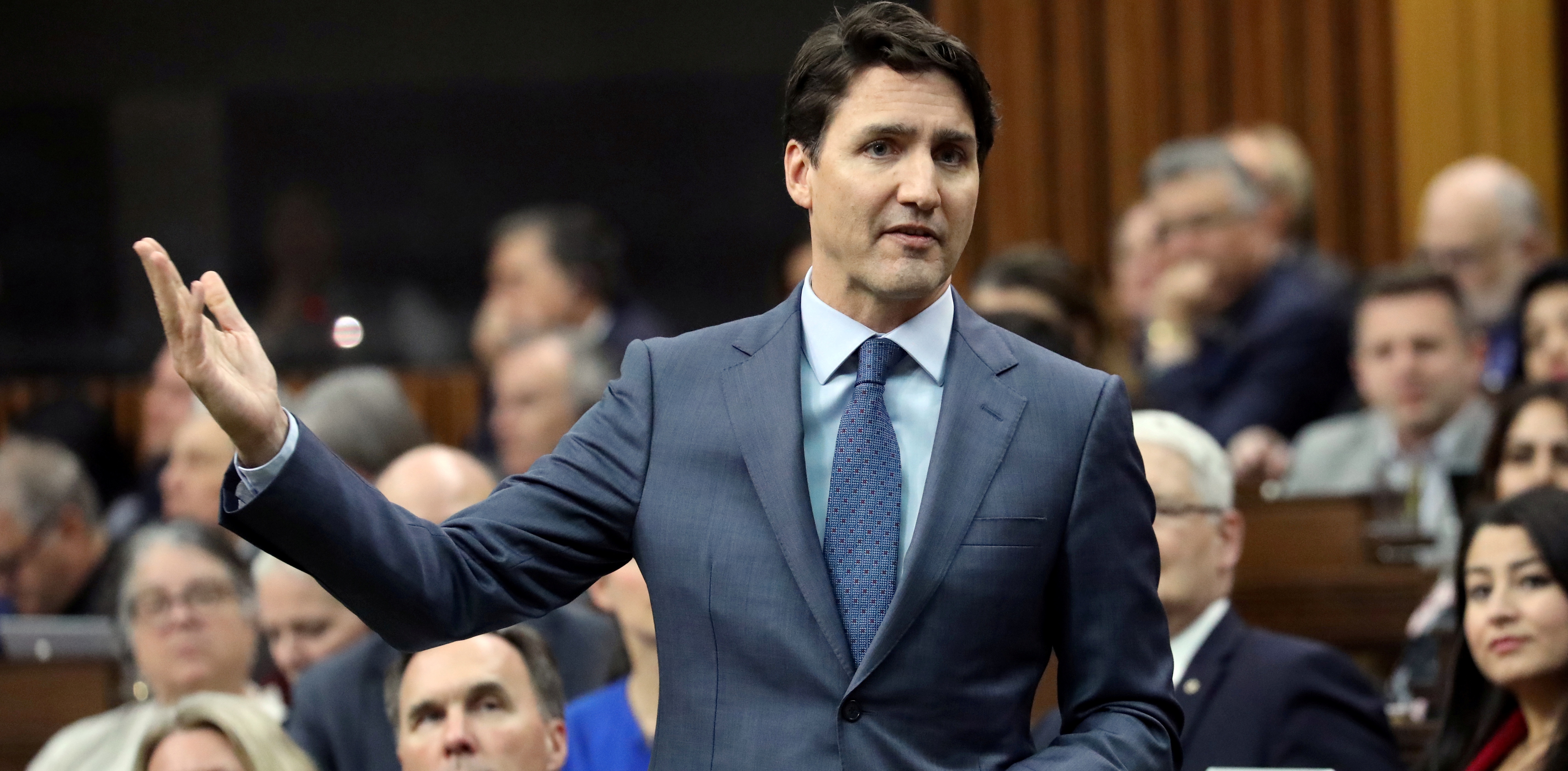 FILE PHOTO: Canada's Prime Minister Justin Trudeau speaks during Question Period in the House of Commons on Parliament Hill in Ottawa, Ontario, Canada, April 3, 2019. REUTERS/Chris Wattie/File Photo