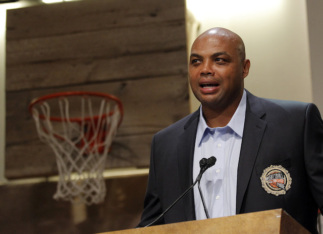 Charles Barkley, representing the 1992 United States Olympic "Dream Team" in the Basketball Hall of Fame class of 2010, speaks during the enshrinement news conference at the Naismith Memorial Basketball Hall of Fame in Springfield, Massachusetts August 13, 2010. REUTERS/Brian Snyder 