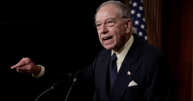 U.S. Senate Judiciary Committee Chairman Senator Chuck Grassley (R-IA) speaks during a news conference to discuss the FBI background investigation into the assault allegations against U.S. Supreme Court nominee Judge Brett Kavanaugh on Capitol Hill in Washington, U.S., Oct. 4, 2018. REUTERS/Yuri Gripas