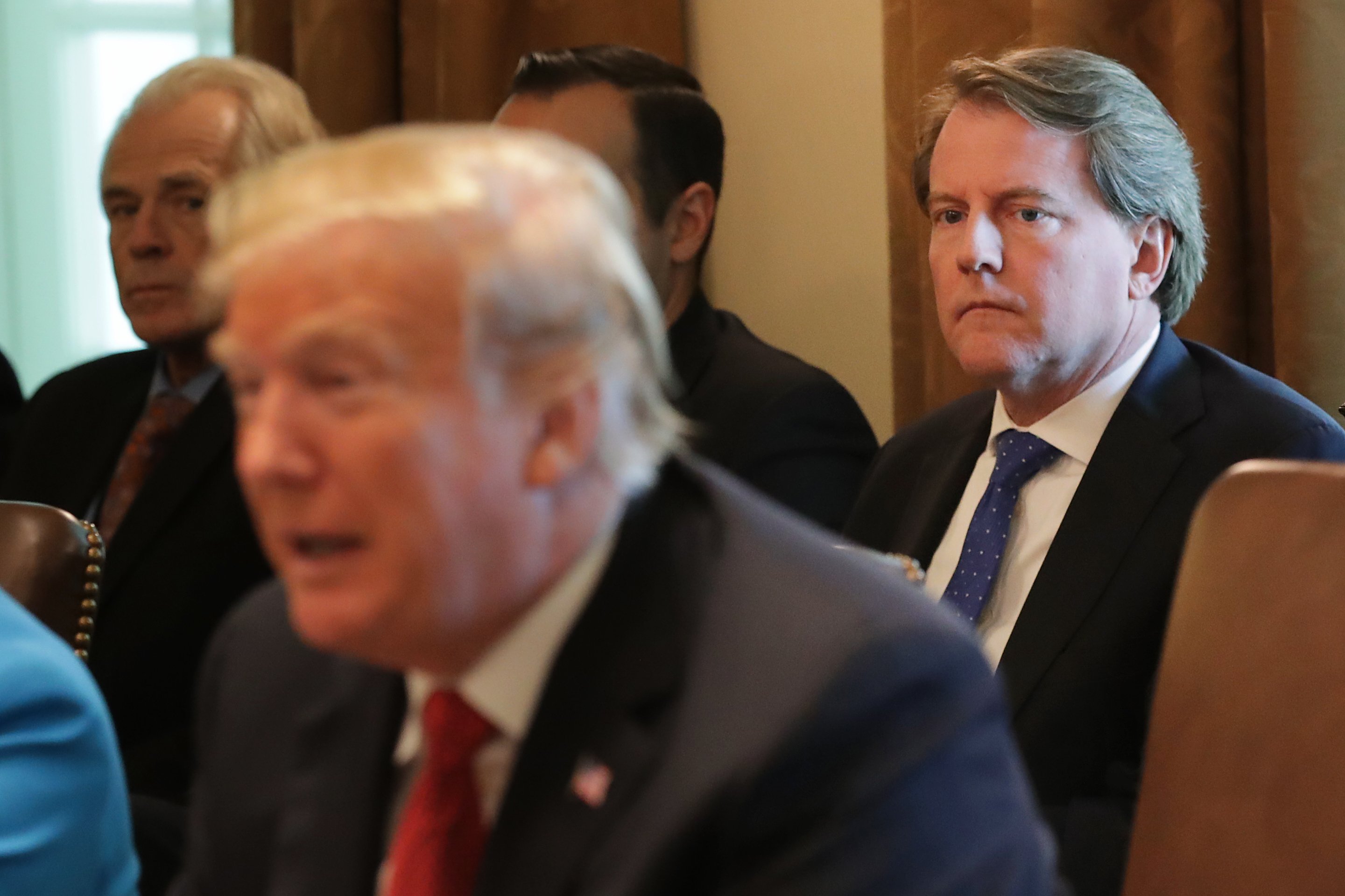 White House Counsel Don McGahn (R) attends a cabinet meeting with President Donald Trump in the at the White House on October 17, 2018. (Chip Somodevilla/Getty Images)