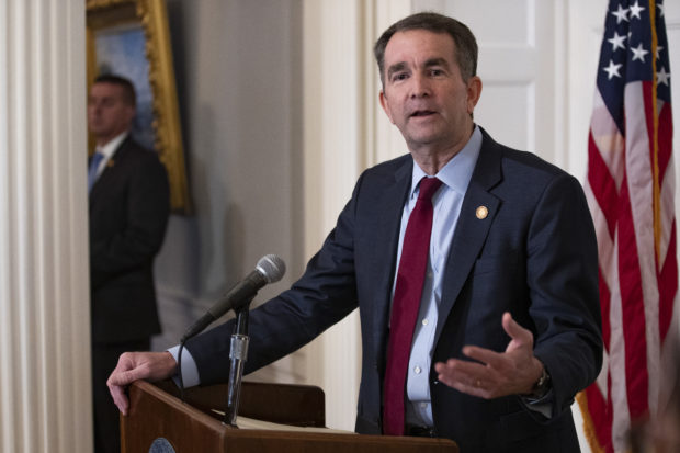 RICHMOND, VA - FEBRUARY 02: Virginia Governor Ralph Northam speaks with reporters at a press conference at the Governor's mansion on February 2, 2019 in Richmond, Virginia. Northam denies allegations that he is pictured in a yearbook photo wearing racist attire. (Photo by Alex Edelman/Getty Images)