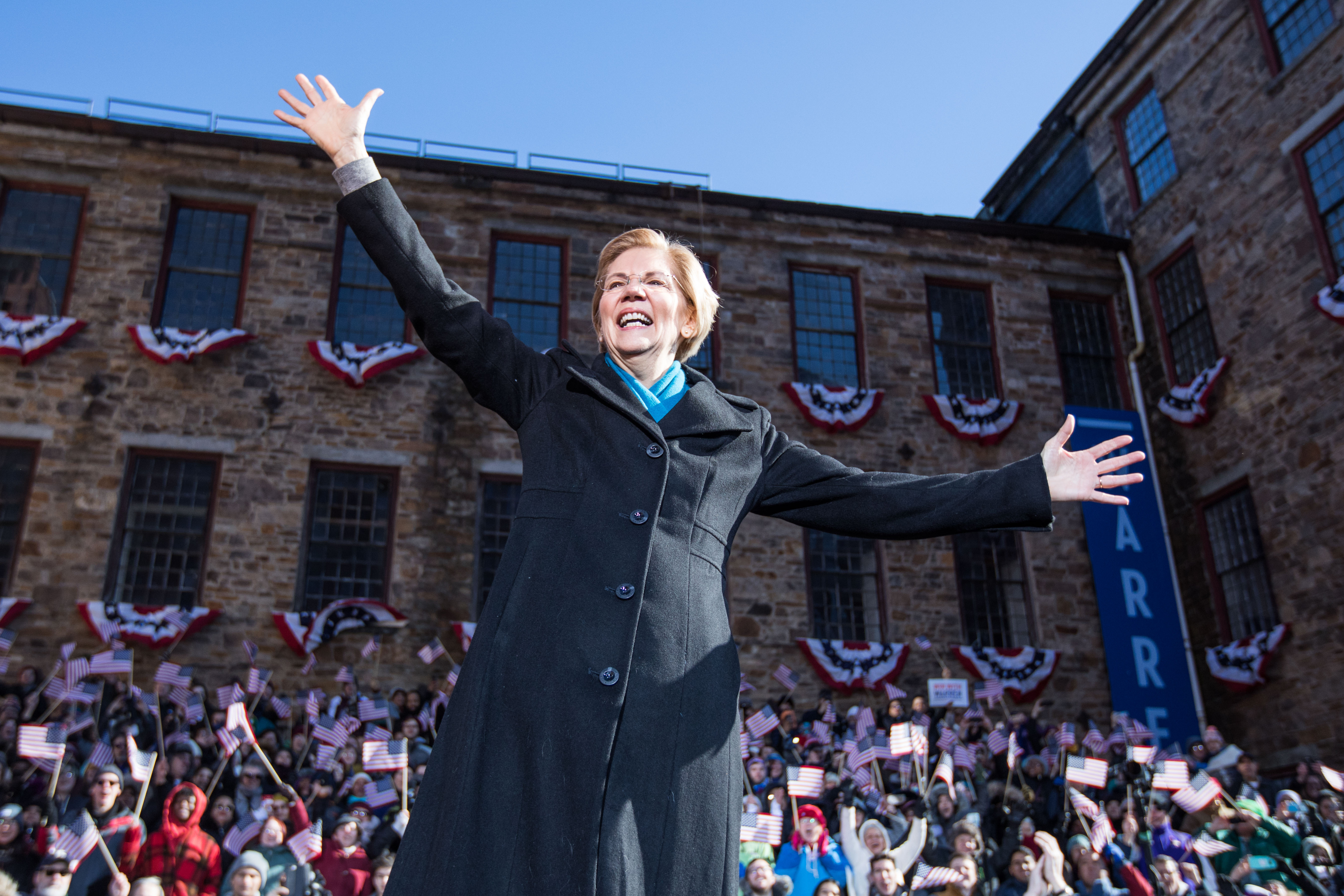 Sen. Elizabeth Warren (D-MA), announces her official bid for President on February 9, 2019 in Lawrence, Massachusetts. Warren announced today that she was launching her 2020 presidential campaign. (Photo by Scott Eisen/Getty Images)