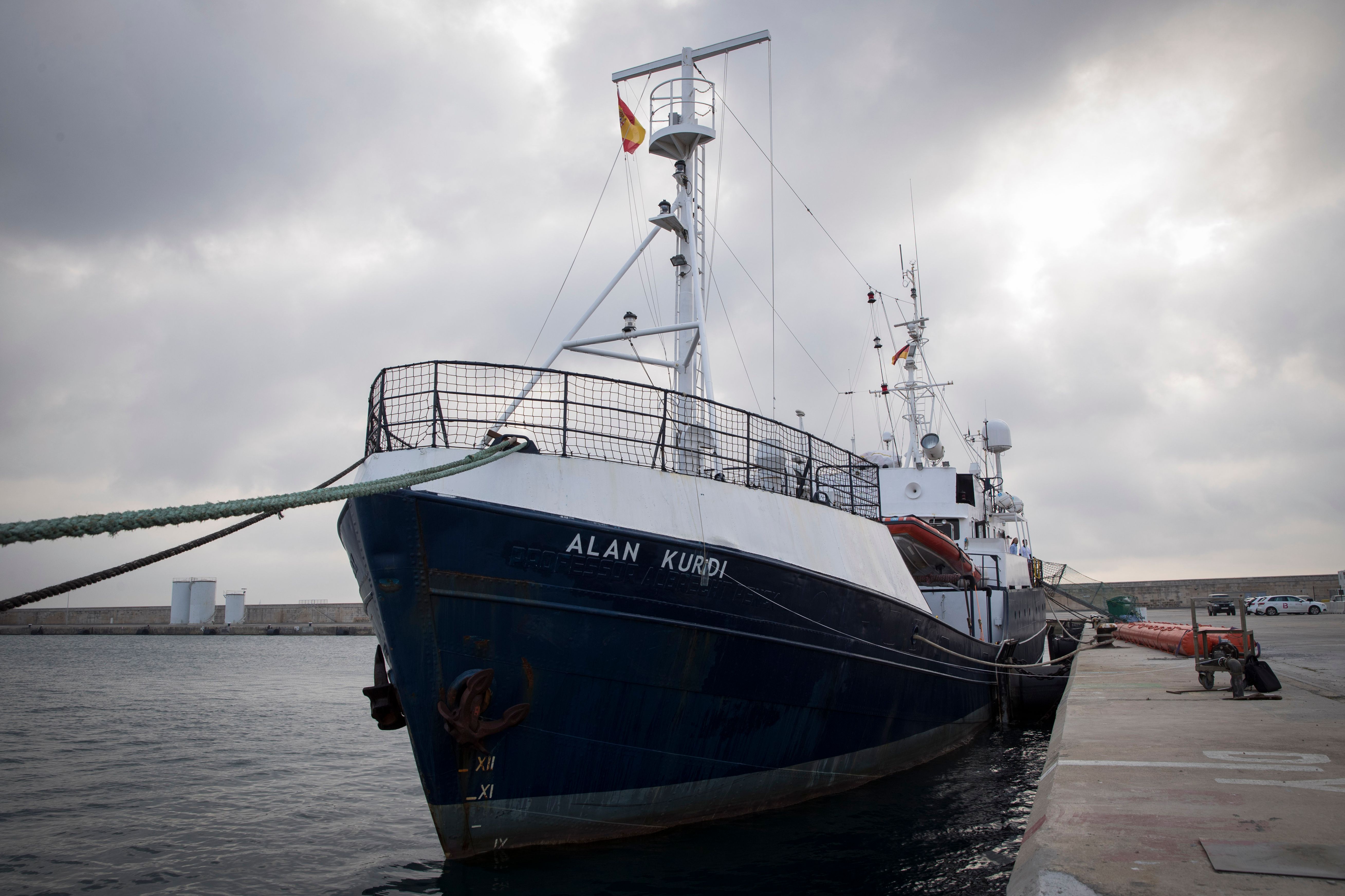 A picture shows the Sea-Eye rescue ship named after Alan Kurdi during its inauguration in Palma de Mallorca on February 10, 2019. (JAIME REINA/AFP/Getty Images)
