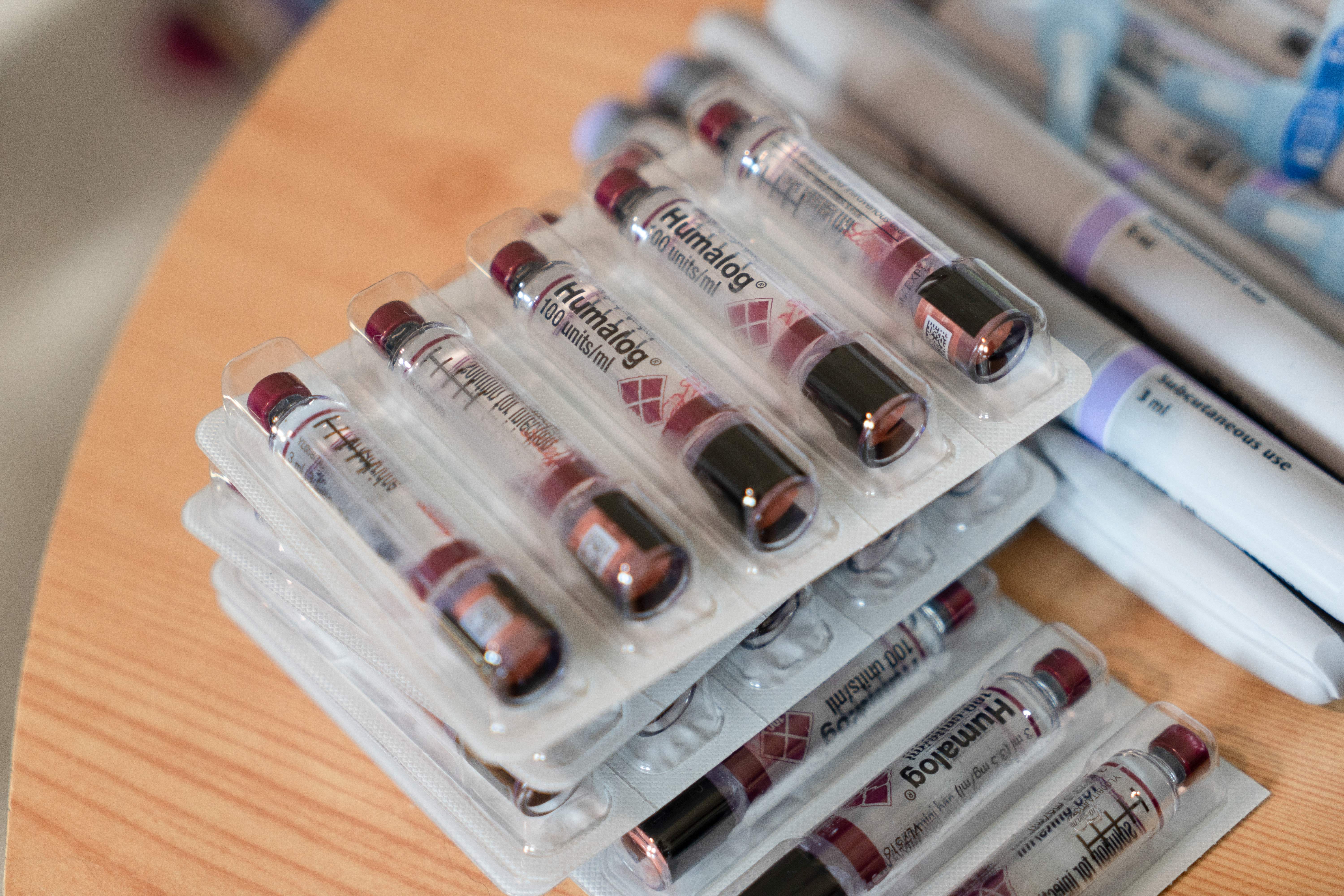 Vials of insulin belonging to David Burns, 38, who has type 1 diabetes, are photographed in his home in North London on February 24, 2019. (NIKLAS HALLE'N/AFP/Getty Images)