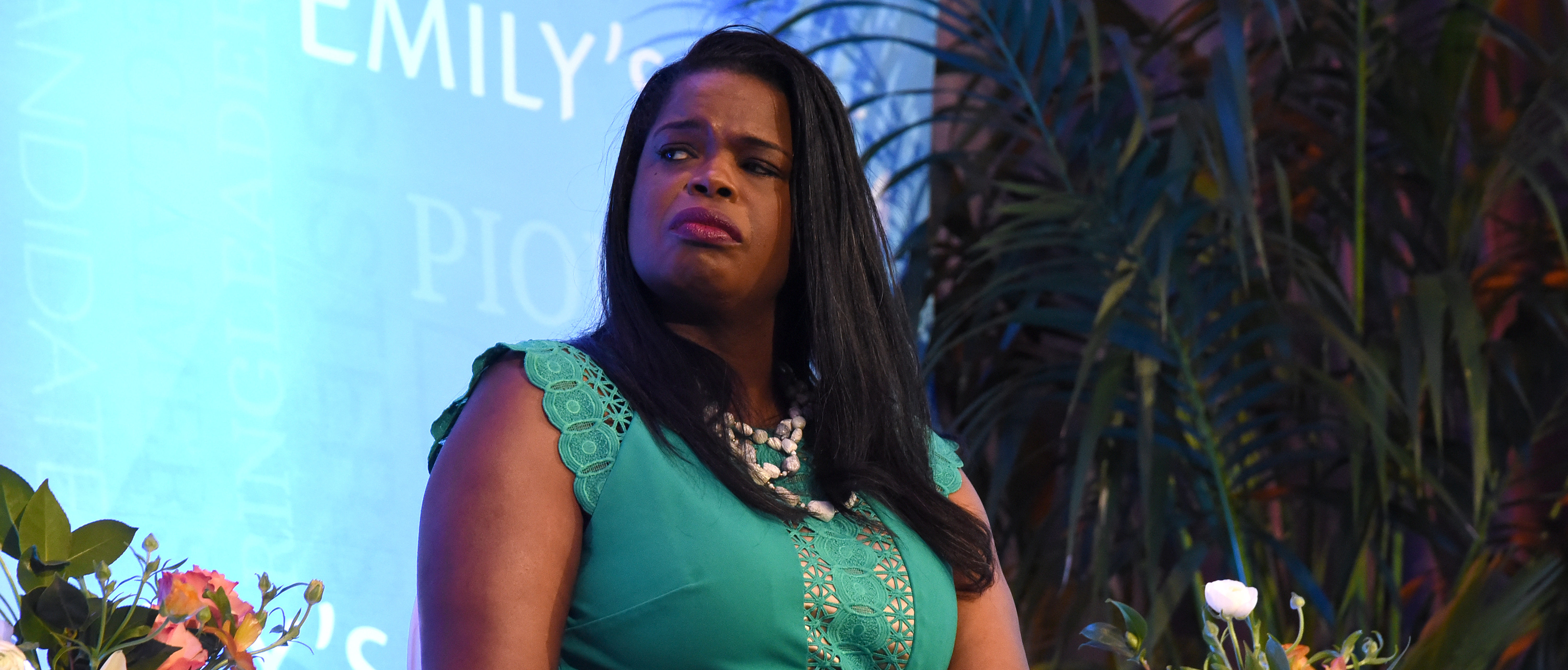 LOS ANGELES, CALIFORNIA - FEBRUARY 19: Kim Foxx speaks onstage during Raising Our Voices: Supporting More Women in Hollywood & Politics at Four Seasons Hotel Los Angeles in Beverly Hills on February 19, 2019 in Los Angeles, California. (Photo by Presley Ann/Getty Images for EMILY'S List)