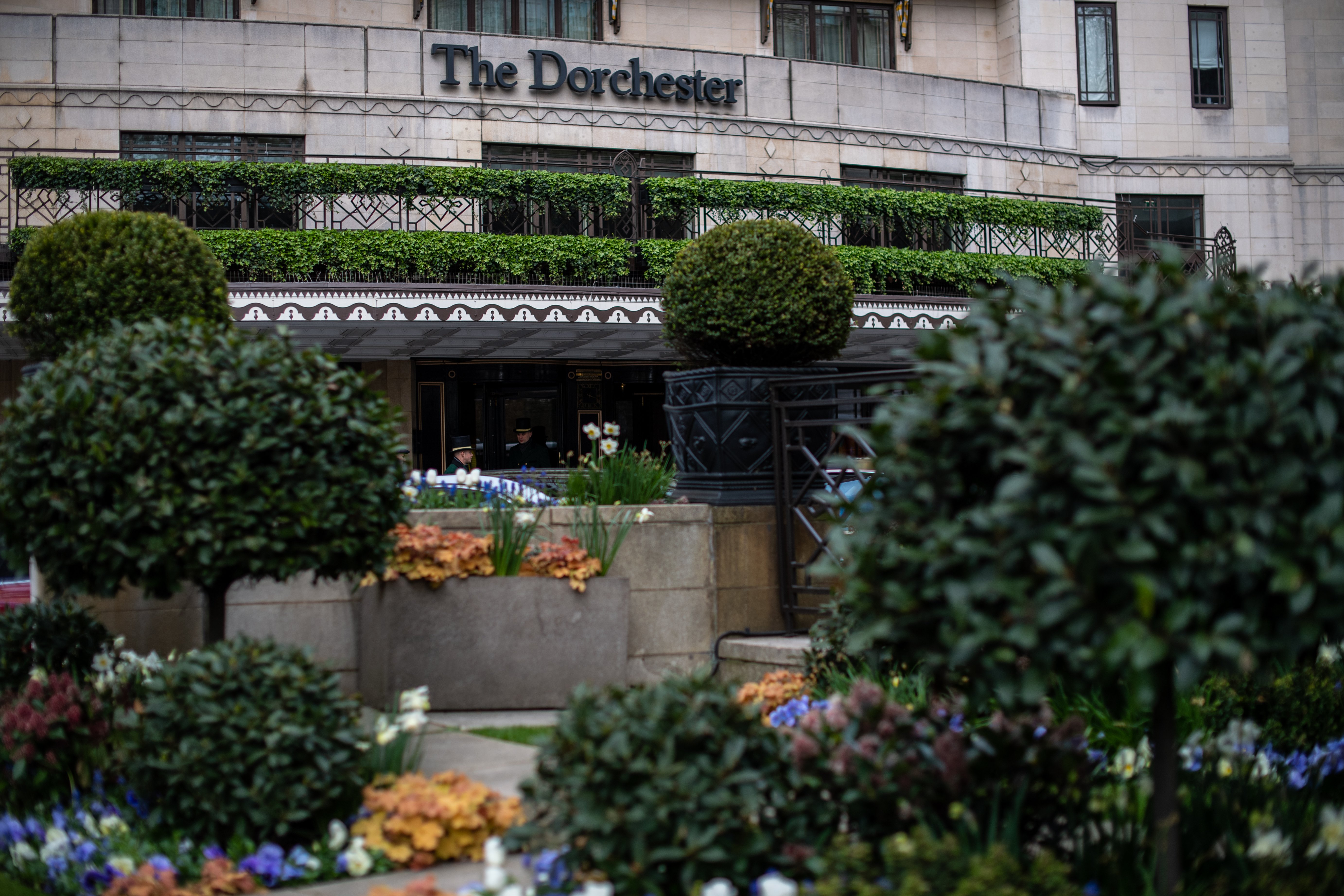 The front entrance is seen at The Dorchester, owned by the Sultan of Brunei, on April 3, 2019 in London, England. (Photo by Chris J Ratcliffe/Getty Images)