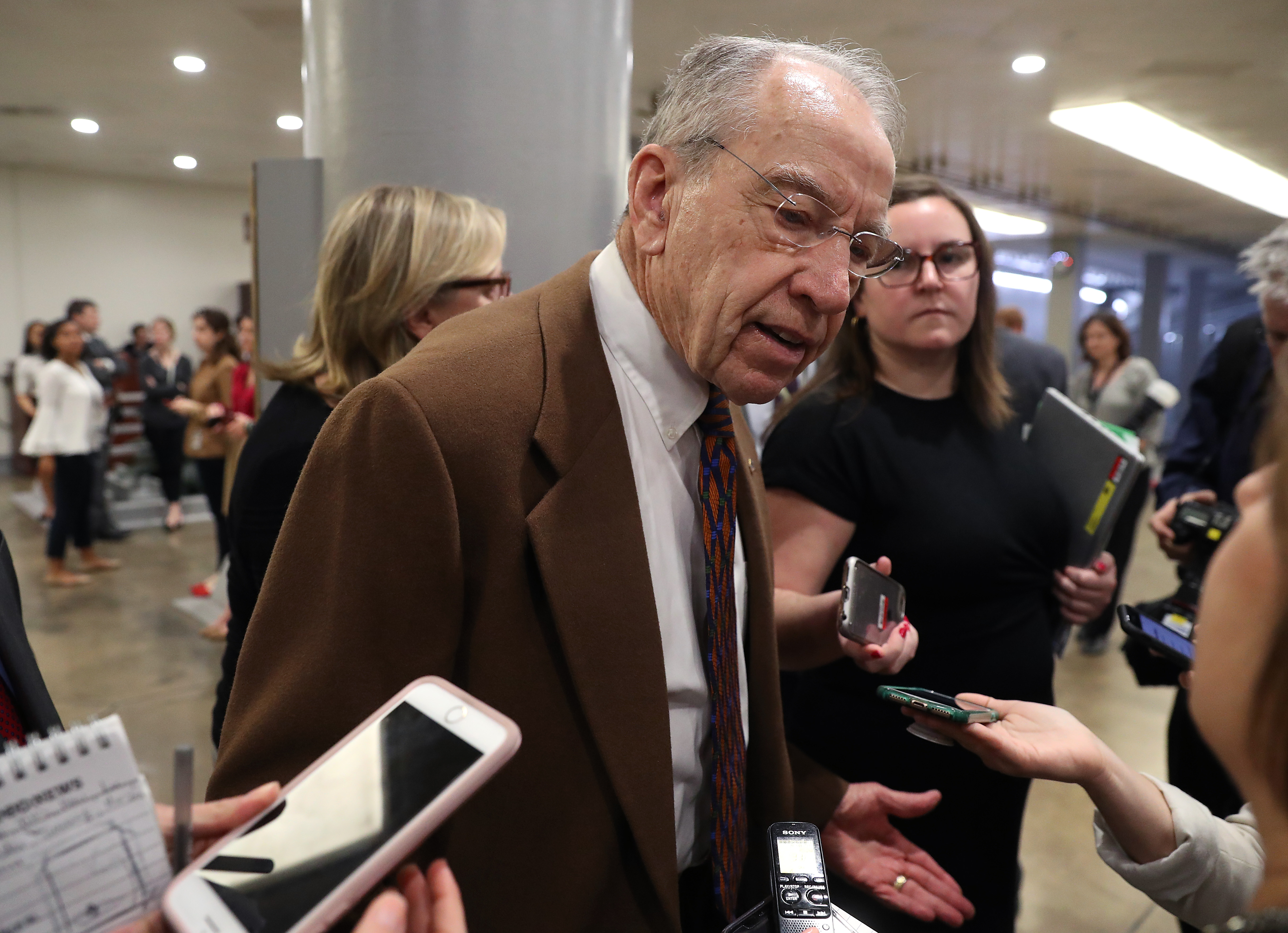 Sen. Chuck Grassley speaks to reporters after the Senate voted to overturn the President's national emergency border declaration, at the U.S. Capitol on March 14, 2019 in Washington, DC. (Photo by Mark Wilson/Getty Images)