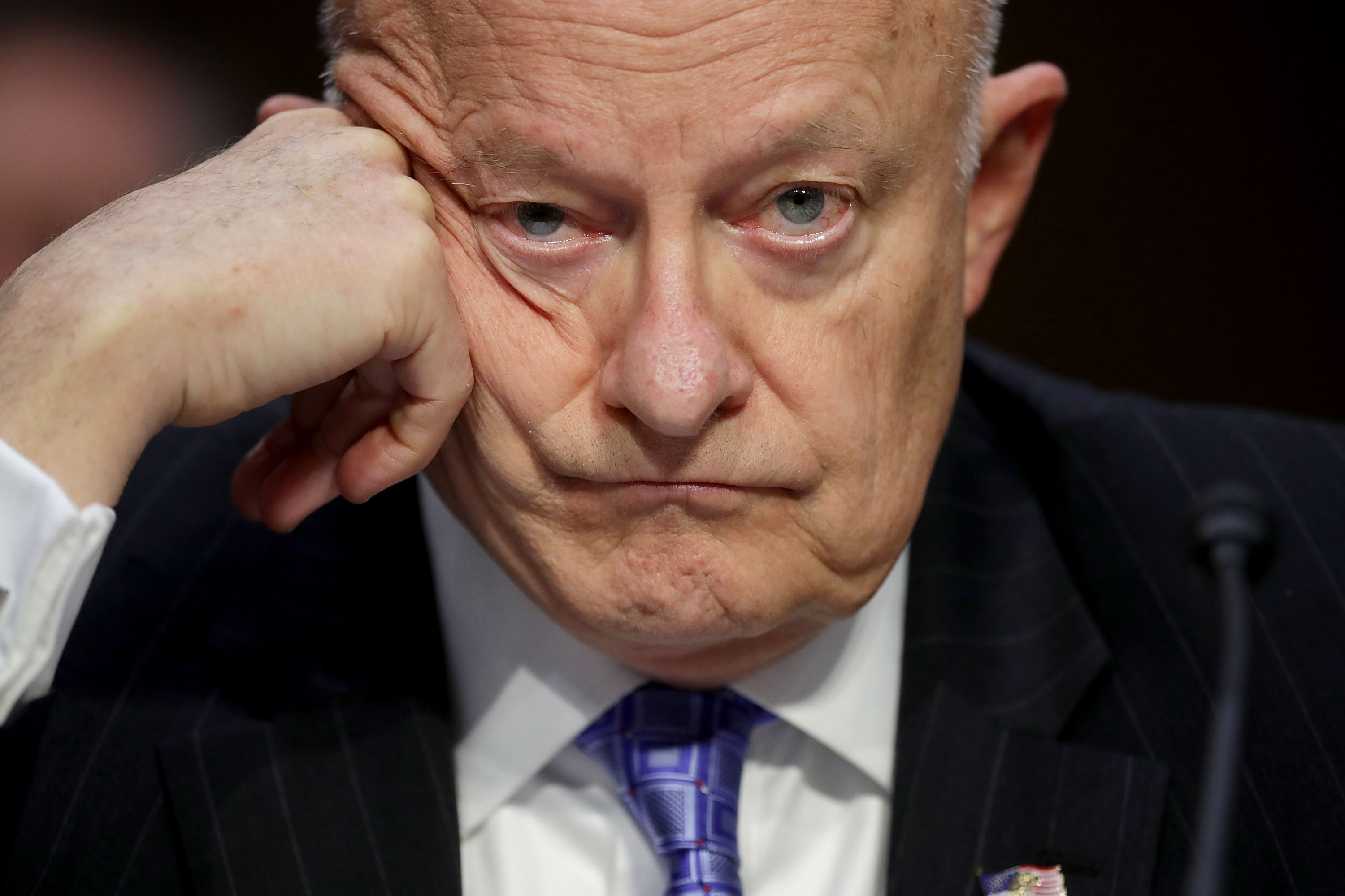 Former Director of National Intelligence James Clapper testifies before the Senate Judiciary Committee's Subcommittee on Crime and Terrorism in the Hart Senate Office Building on Capitol Hill May 8, 2017 in Washington, DC. (Photo by Chip Somodevilla/Getty Images)