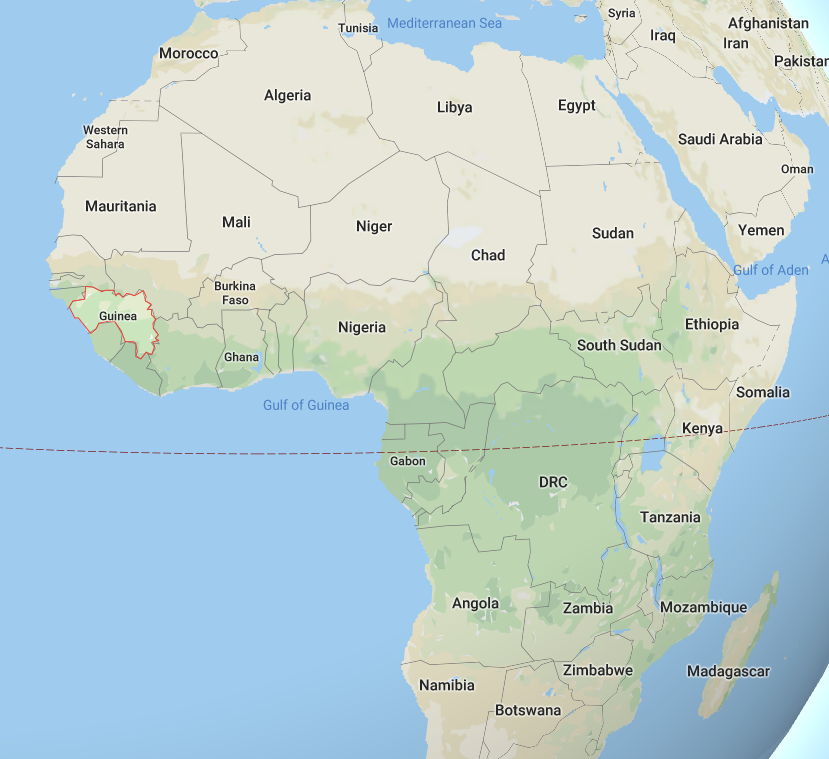 Guinea is a county in west Africa. Screenshot/Google Maps