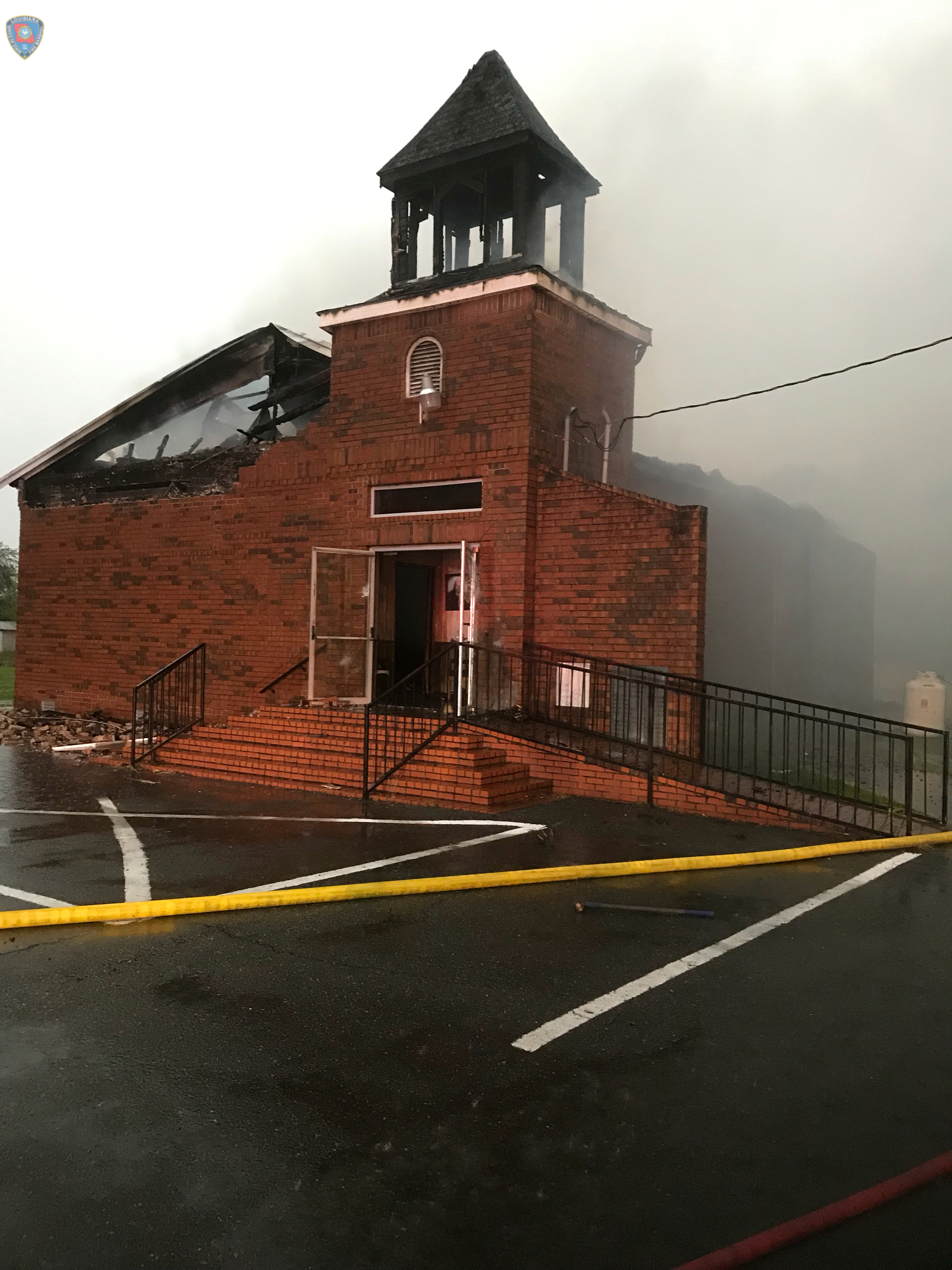 The Mount Pleasant Baptist Church in Opelousas, Louisiana, U.S. April 4, 2019 is pictured after a fire in this picture obtained from social media. Picture taken April 4, 2019. Courtesy Louisiana Office Of State Fire Marshal/Handout via REUTERS
