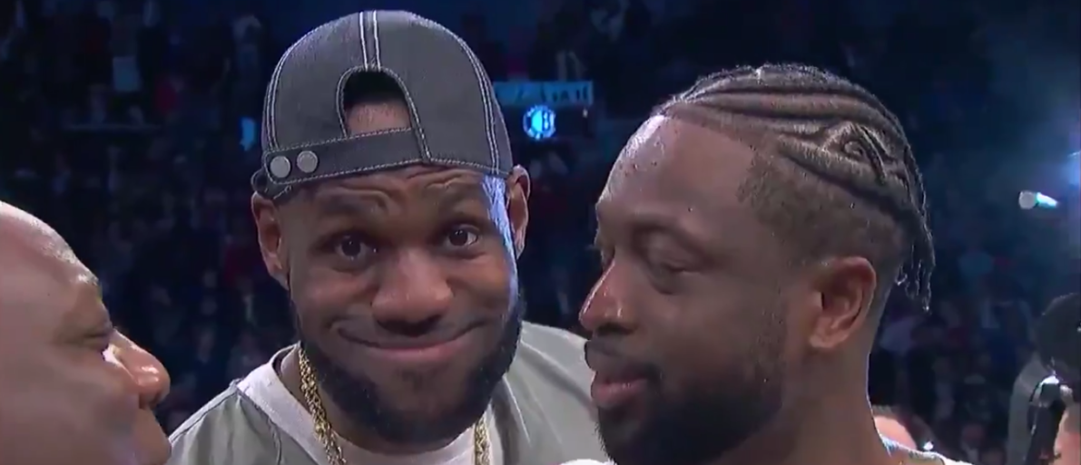 LeBron Photobombs Dwyane Wade’s Final On-Court Interview | The Daily Caller