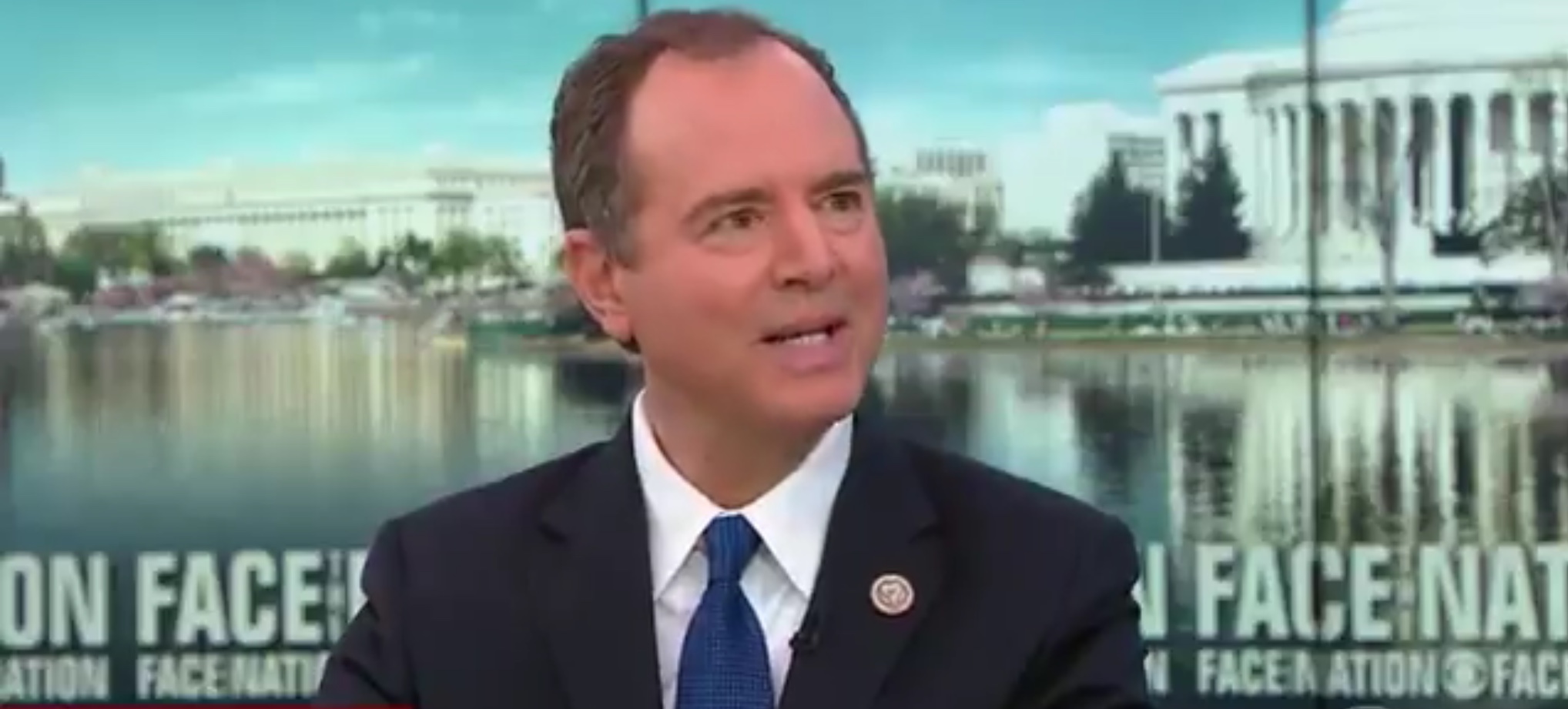 House Intelligence Committee Chairman Adam Schiff appears on CBS News’ “Face the Nation” to discuss impeachment, May 19, 2019. CBS News screenshot via Twitter