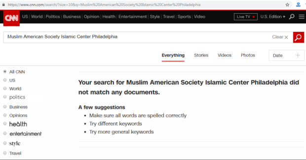 CNN website search screengrab
