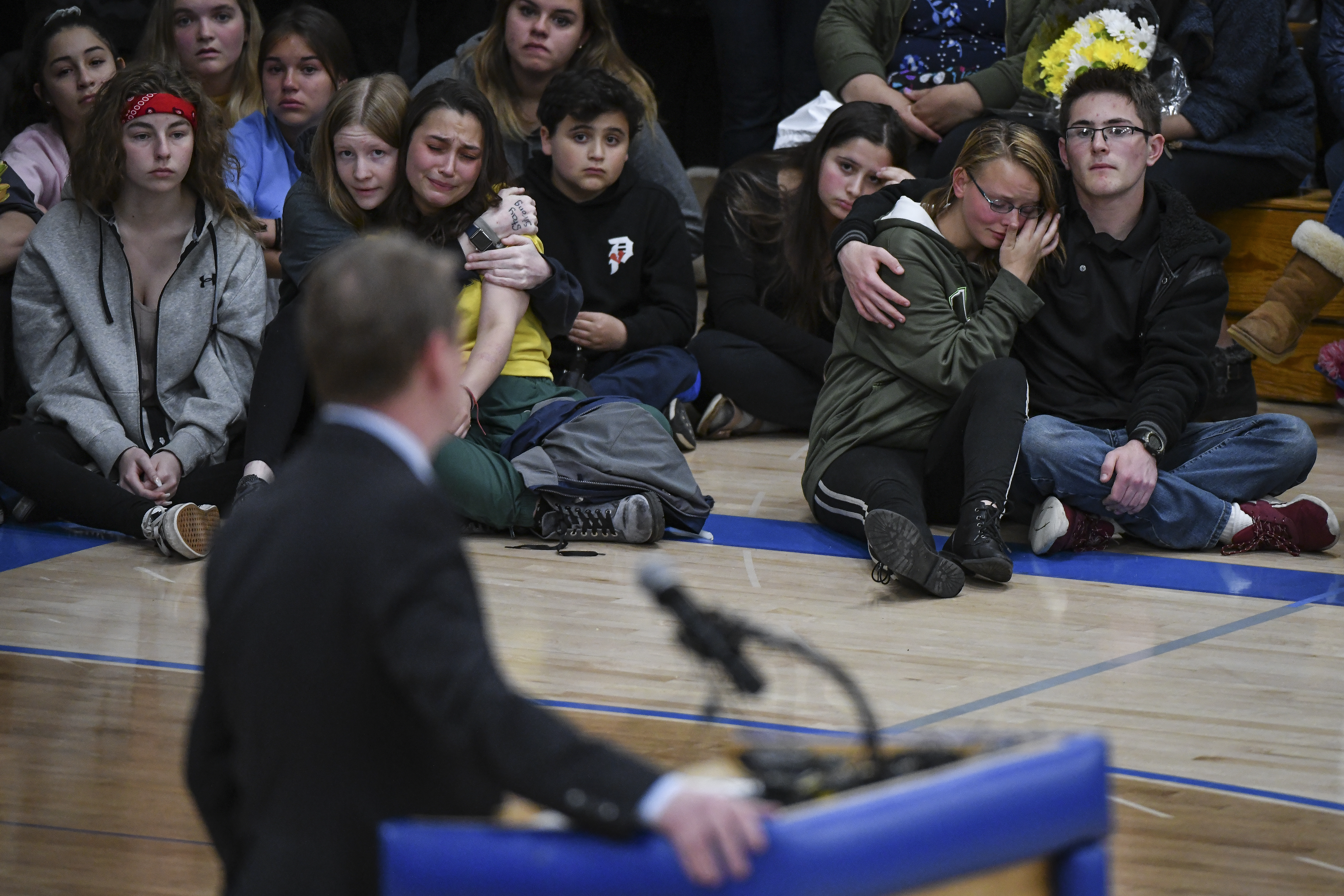 HIGHLANDS RANCH, CO - MAY 08: Students listen as Sen. Michael Bennet (D-CO) speaks during a candlelight vigil at Highlands Ranch High School on May 8, 2019 in Highlands Ranch, Colorado. (Photo by Michael Ciaglo/Getty Images)