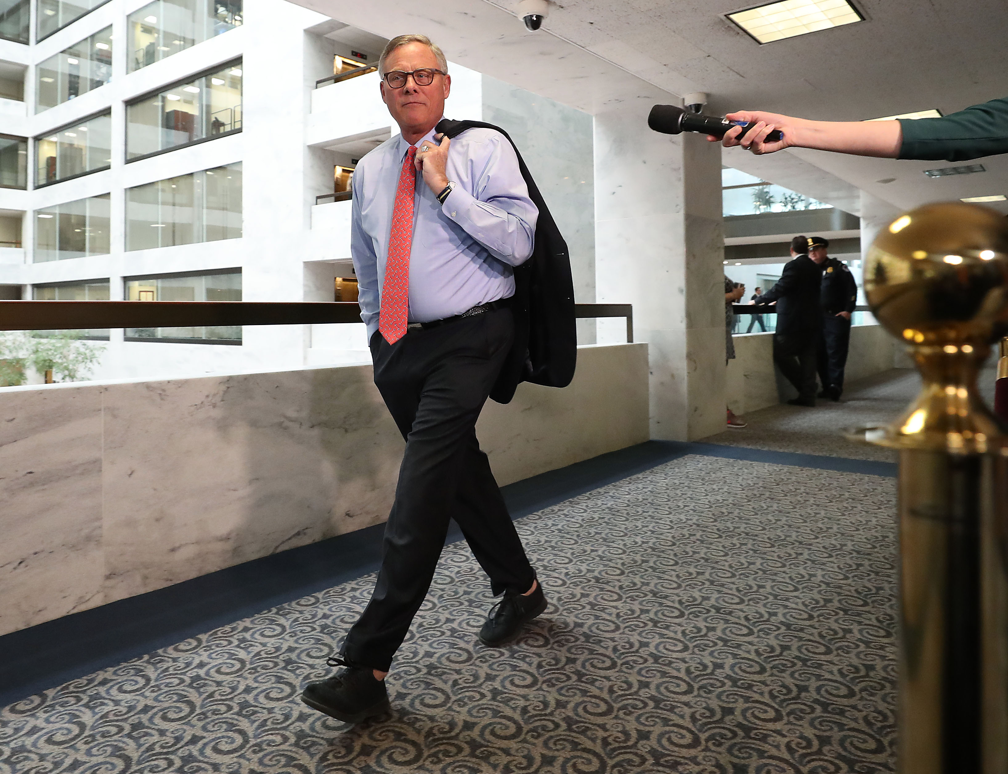 Chairman of the Senate Intelligence Committee Richard Burr walks to a closed-door hearing where Michael Cohen, former attorney and fixer for President Donald Trump, will be testifying at the Hart Senate Office Building before testifying to the Senate Intelligence Committee on Capitol Hill February 26, 2019 in Washington, DC. (Photo by Mark Wilson/Getty Images)