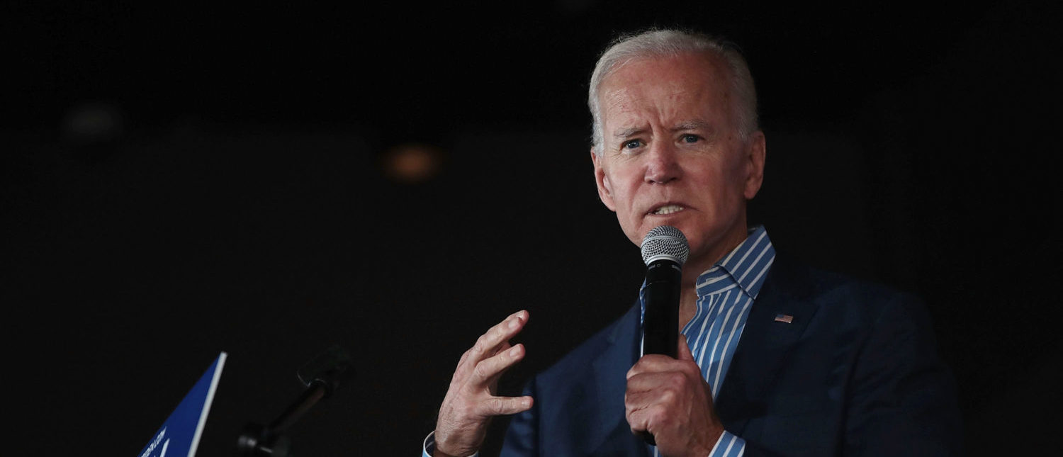 IOWA CITY, IOWA – MAY 01: Democratic presidential candidate and former vice president Joe Biden speaks during a campaign event at the Big Grove Brewery and Taproom on May 1, 2019 in Iowa City, Iowa. Biden is on his first visit to the state since announcing that he was officially seeking the Democratic nomination for president. (Photo by Scott Olson/Getty Images)