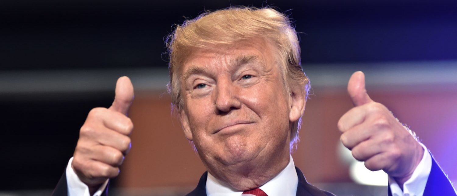 TOPSHOT - US President Donald Trump speaks at a "Make America Great Again" rally in Phoenix, Arizona, on August 22, 2017. (NICHOLAS KAMM/AFP/Getty Images)