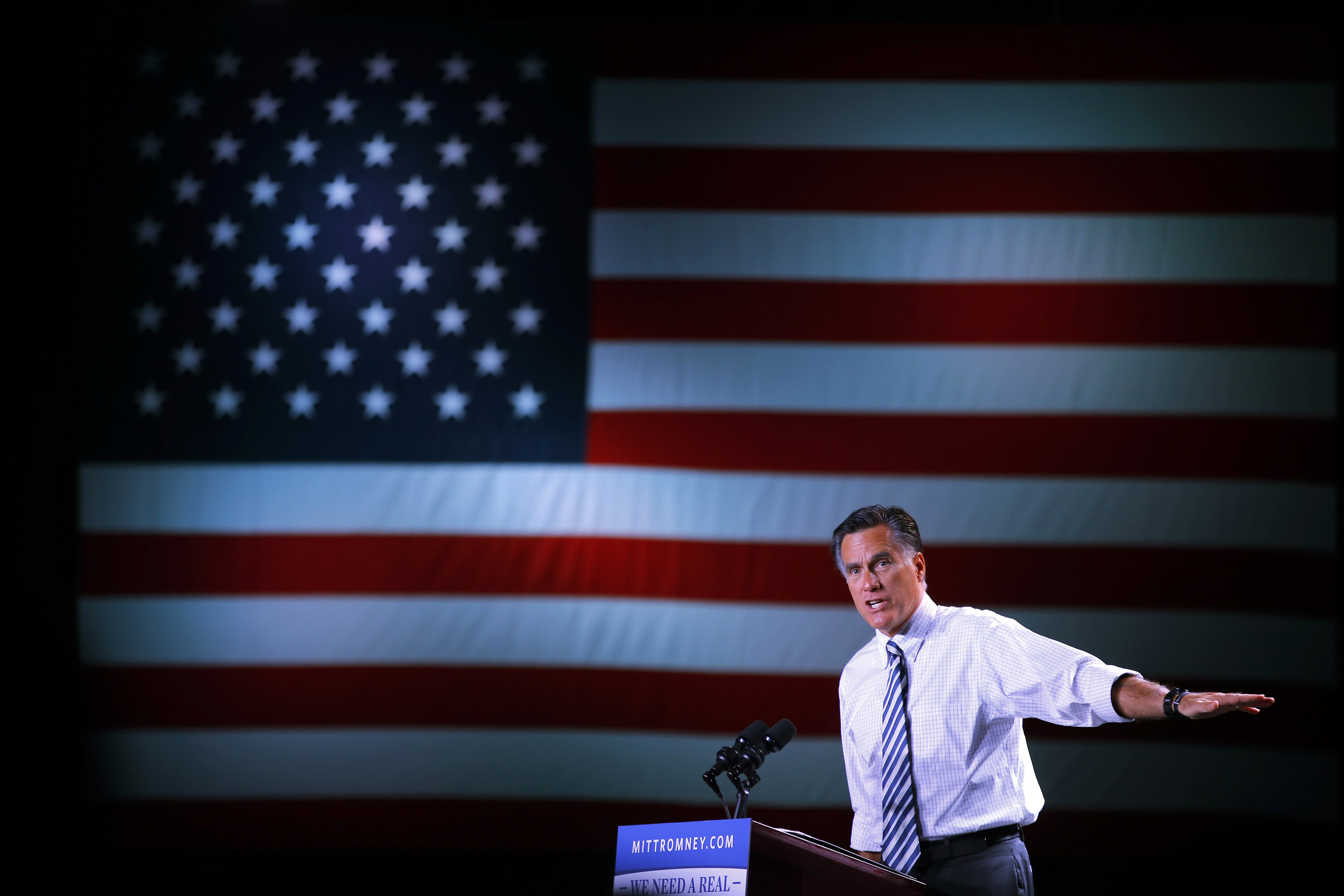 Republican presidential nominee Mitt Romney speaks at a campaign rally in Reno, Nevada October 24, 2012. REUTERS/Brian Snyder