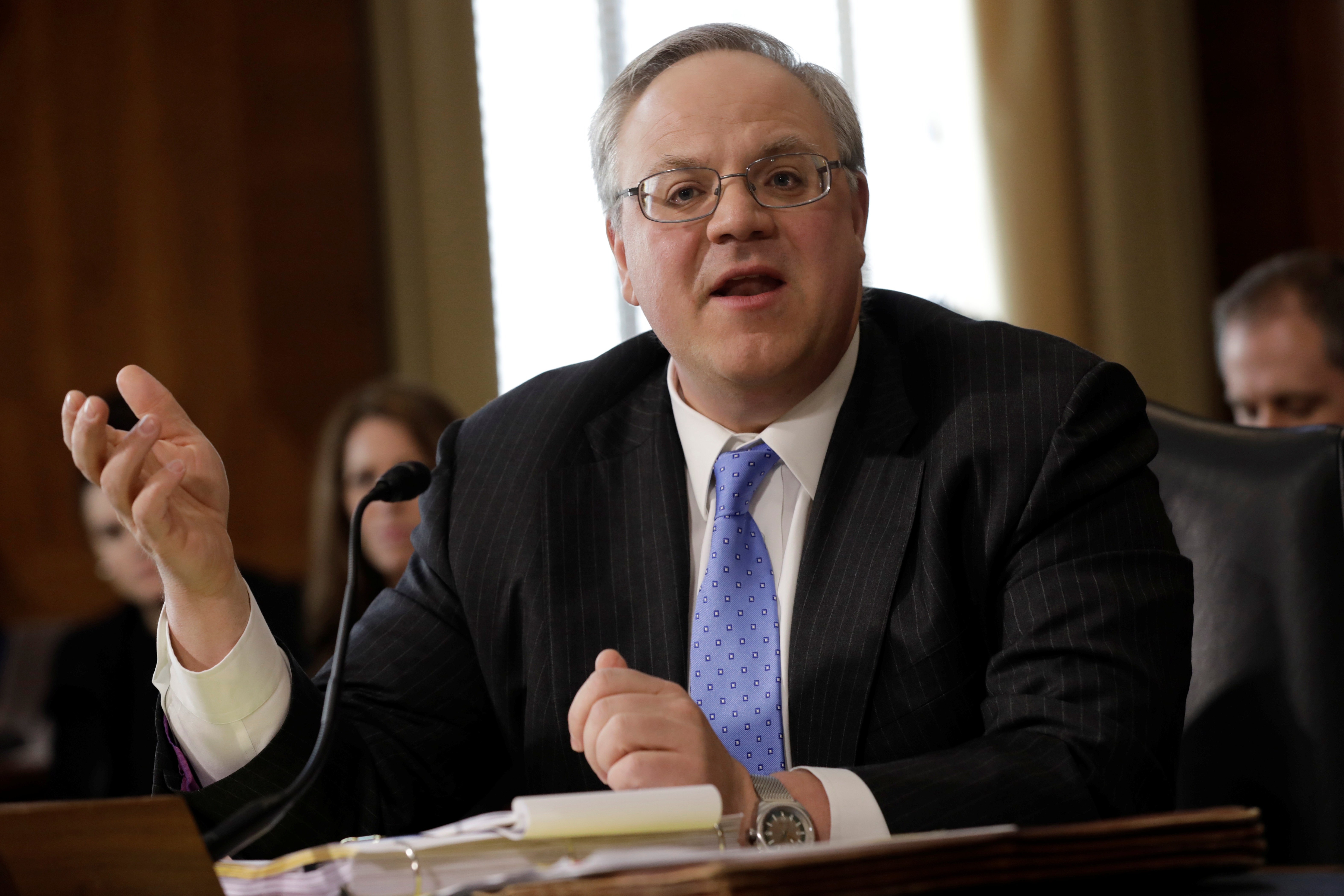Former energy lobbyist David Bernhardt testifies before a Senate Energy and Natural Resources Committee
