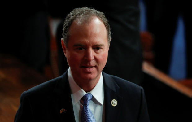House Intelligence Committee Chairman Rep. Adam Schiff (D-CA) arrives for an address by NATO Secretary General Jens Stoltenberg to a joint meeting of Congress in the House Chamber on Capitol Hill in Washington, U.S., April 3, 2019. REUTERS/Carlos Barria