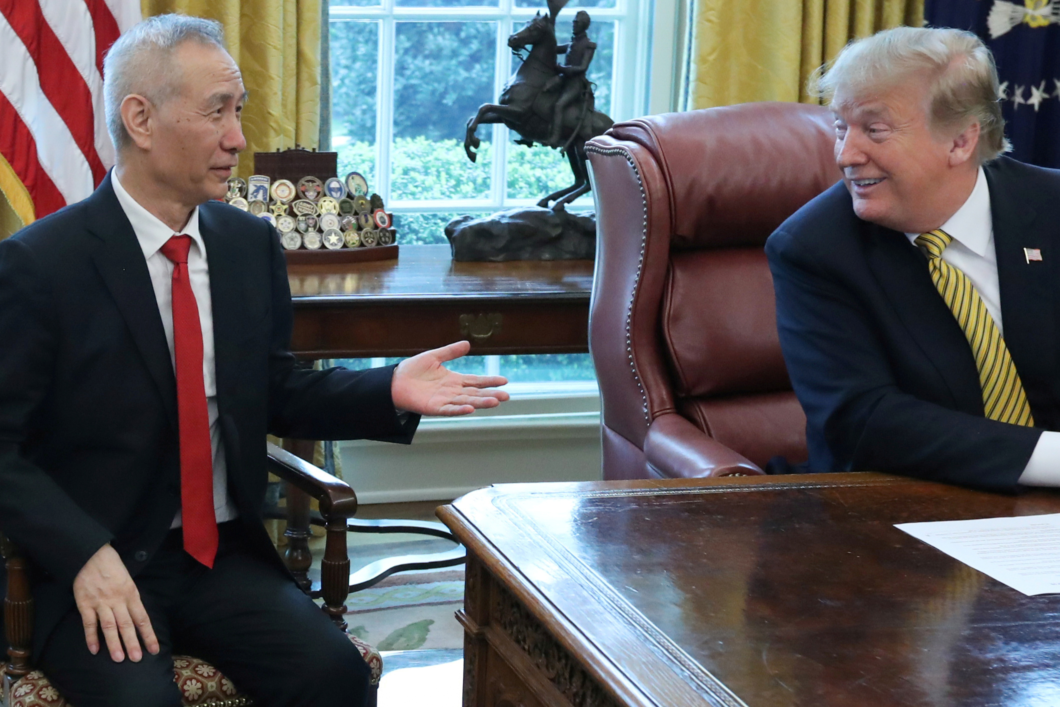 U.S. President Donald Trump meets with China's Vice Premier Liu at the White House in Washington,