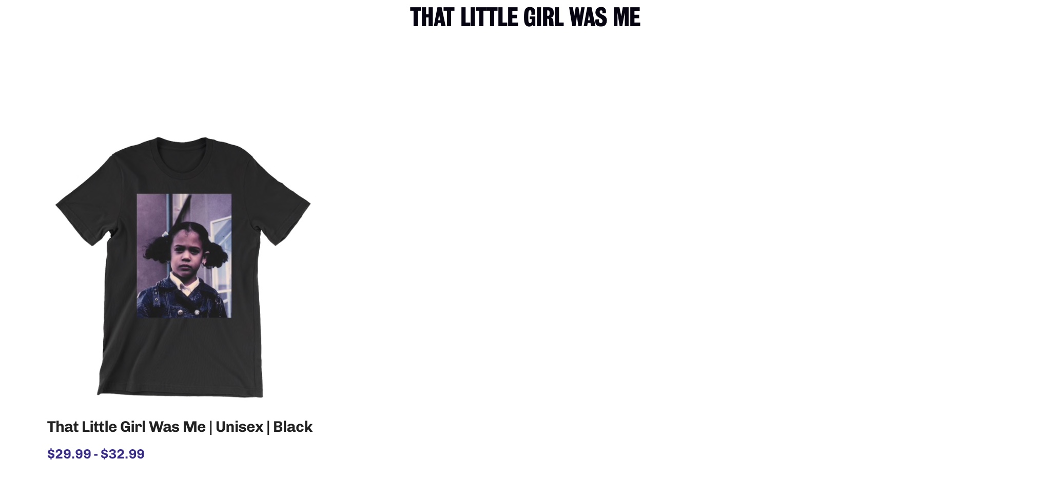 “That Little Girl Was Me” t-shirt offered by the Kamala Harris campaign as a fundraising item. Kamal Harris campaign screenshot.
