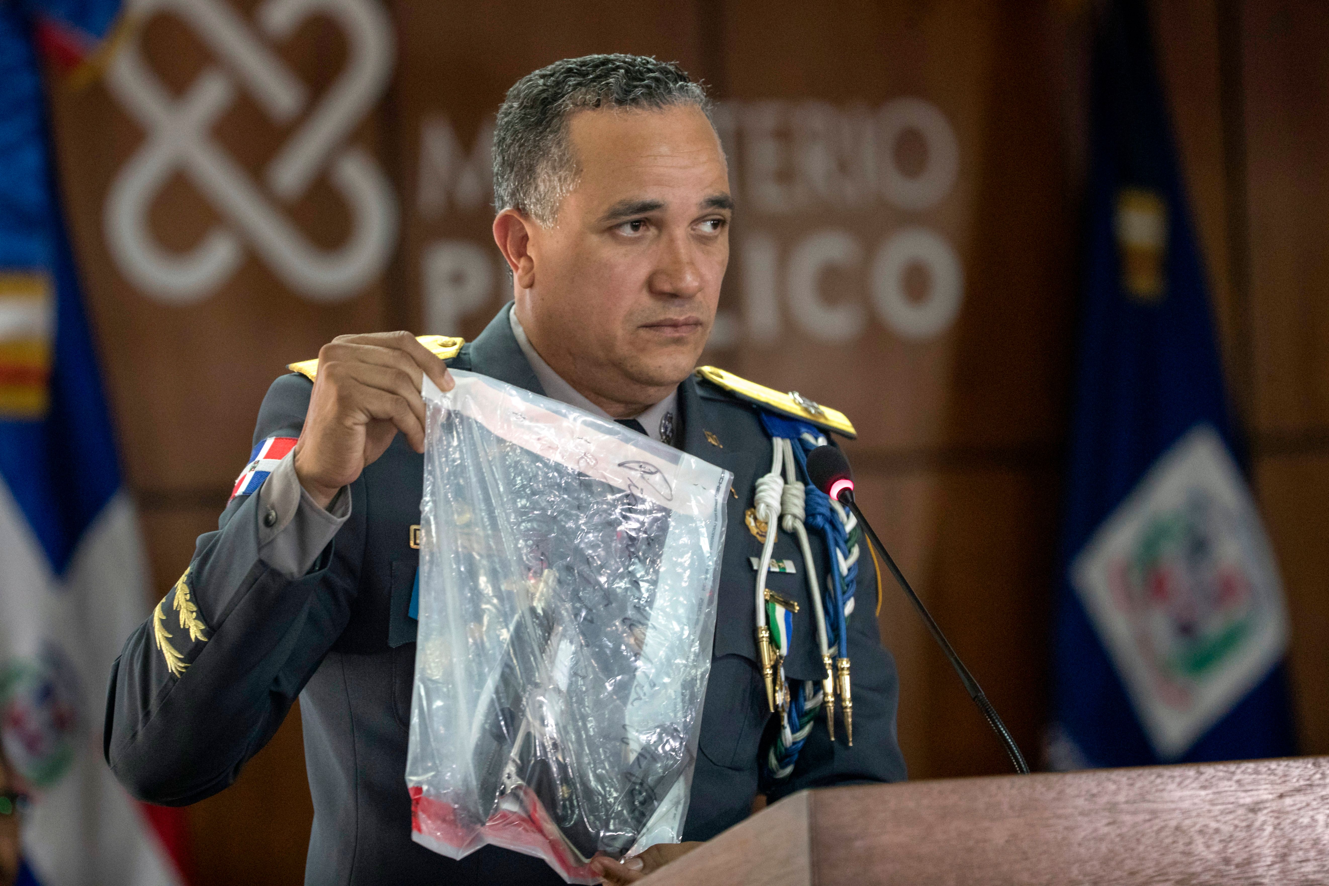 Dominican Republic's National Police Director Ney Aldrin Bautista Almonte delivers a press conference on the attack against former baseball player David Ortiz, in Santo Domingo, on June 12, 2019. (Photo credit ERIKA SANTELICES/AFP/Getty Images)