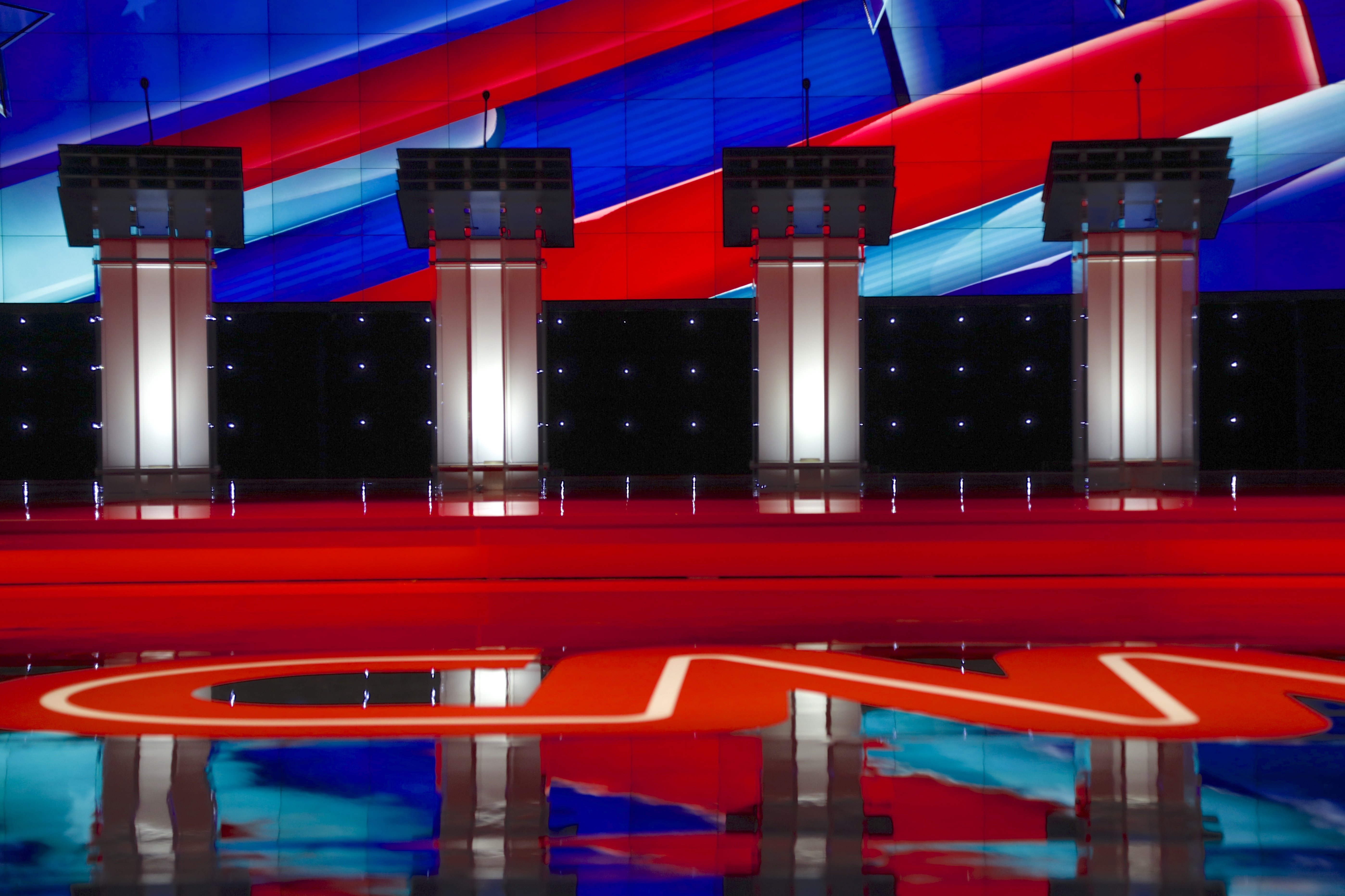 LAS VEGAS, NV, Dec 15, 2015, Empty Podiums at the CNN Republican presidential debate at The Venetian Resort and Casino (Shutterstock)