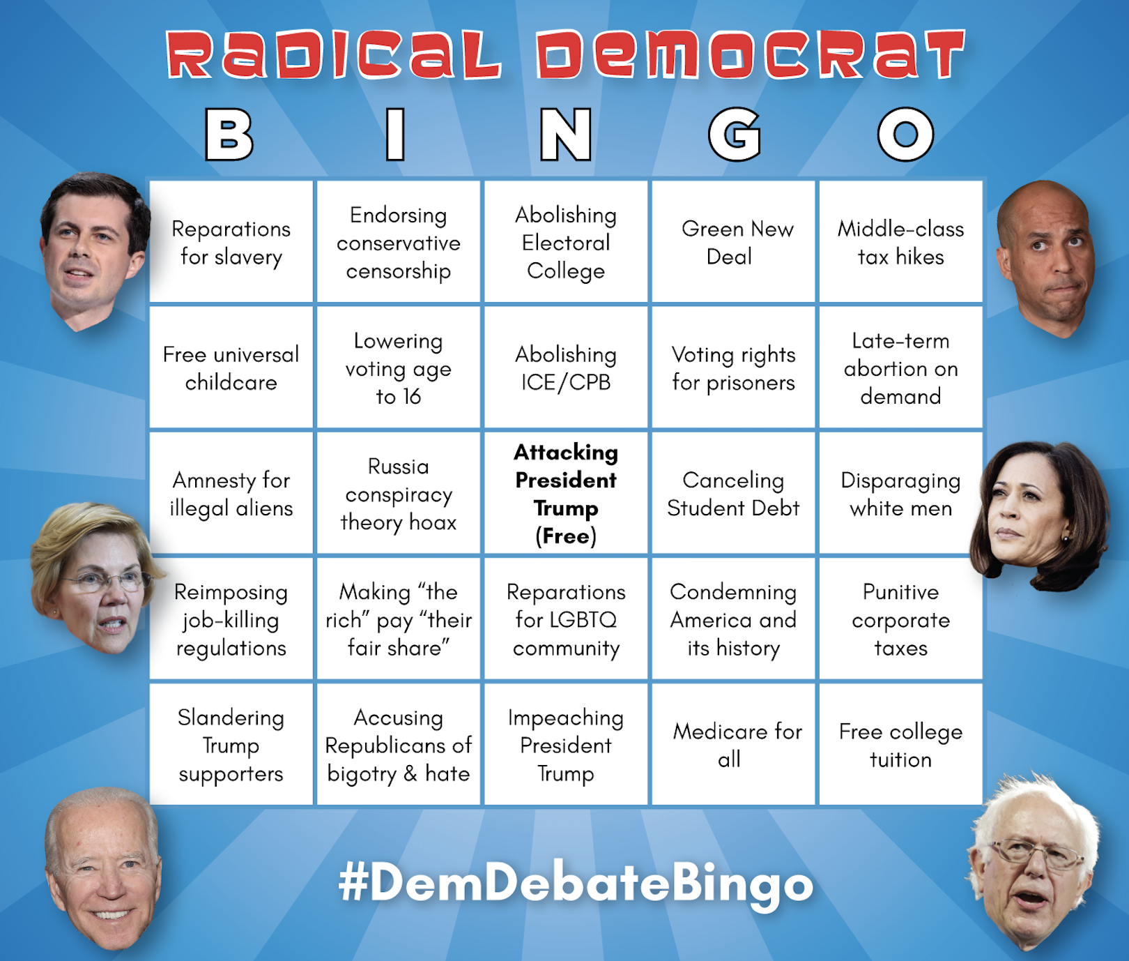 Democratic Debate Bingo